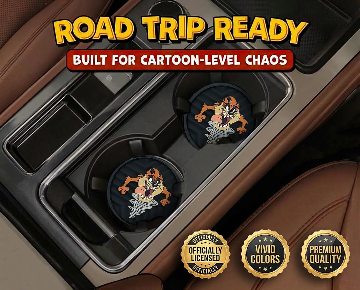 Officially Licensed Looney Tunes Tasmanian Devil Automotive 3D Textured Silicone Coasters / Taz