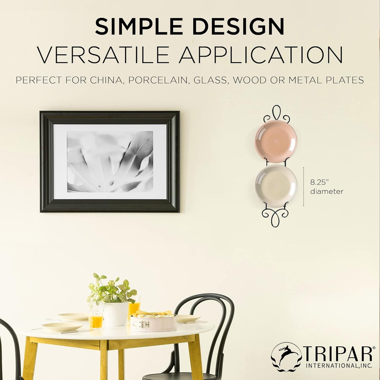 TRIPAR Augusta Narrow Vertical Plate Rack, Black Display (2 Tiers) - Lightweight & Durable - Contains 2 Non-Adjustable