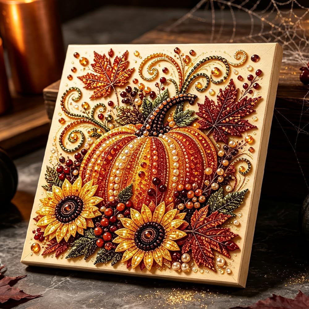 WovWeave 2.79ft DIY Felt Halloween Pumpkin Decor with 44 Pcs Ornaments