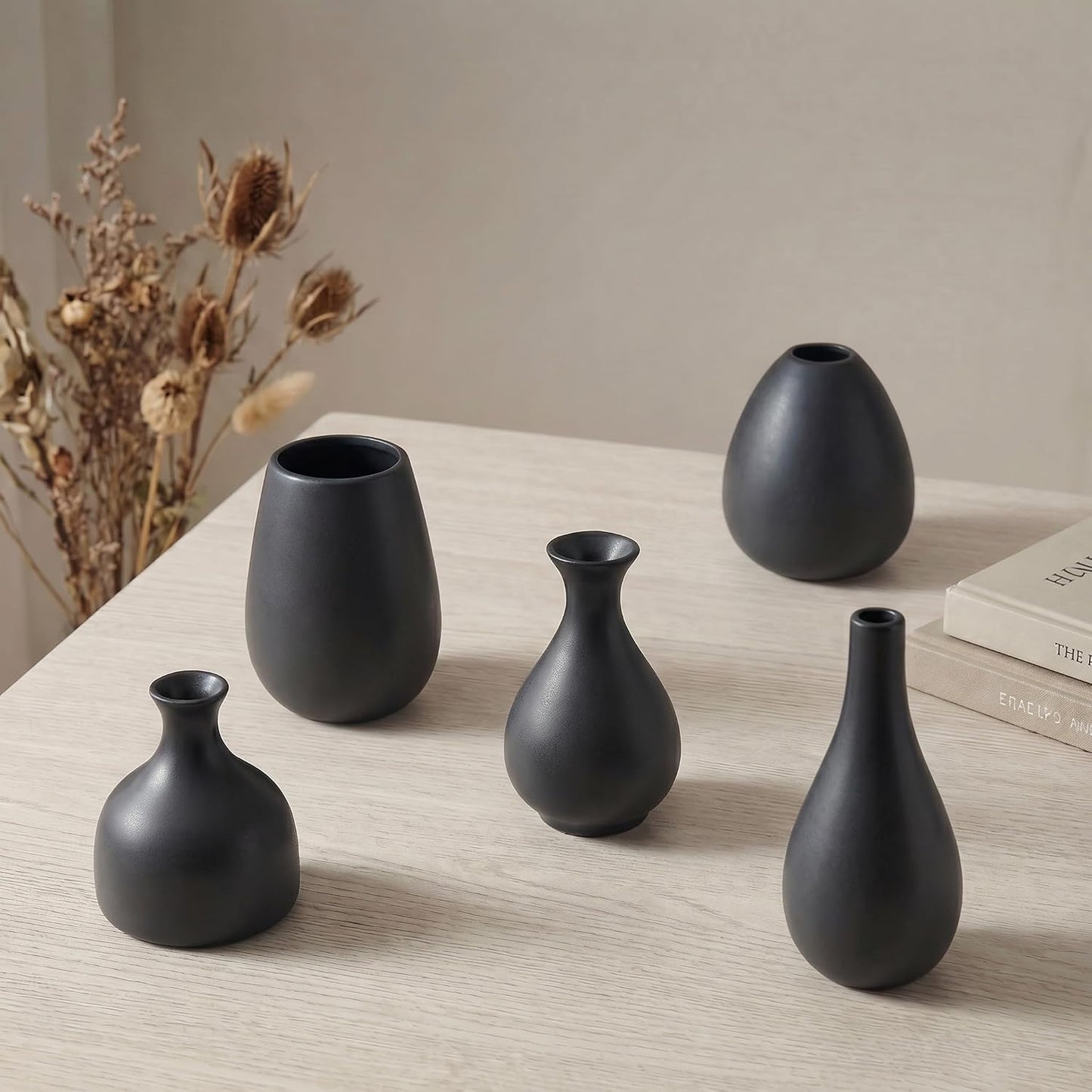 Small Ceramic Vase / Black - 11-piece Set / Set of 11