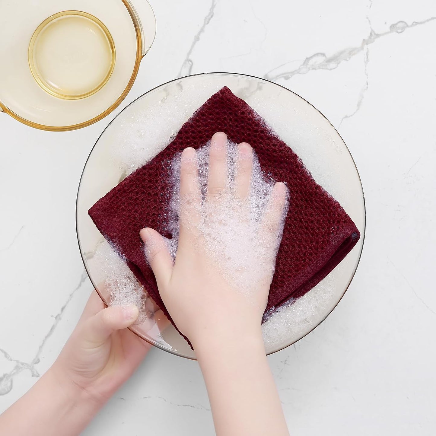 Homaxy 100% Cotton Waffle Weave Kitchen Dish Cloths 12-Pack, Burgundy | 12 x 12 Inches, Ultra Soft Absorbent Dish