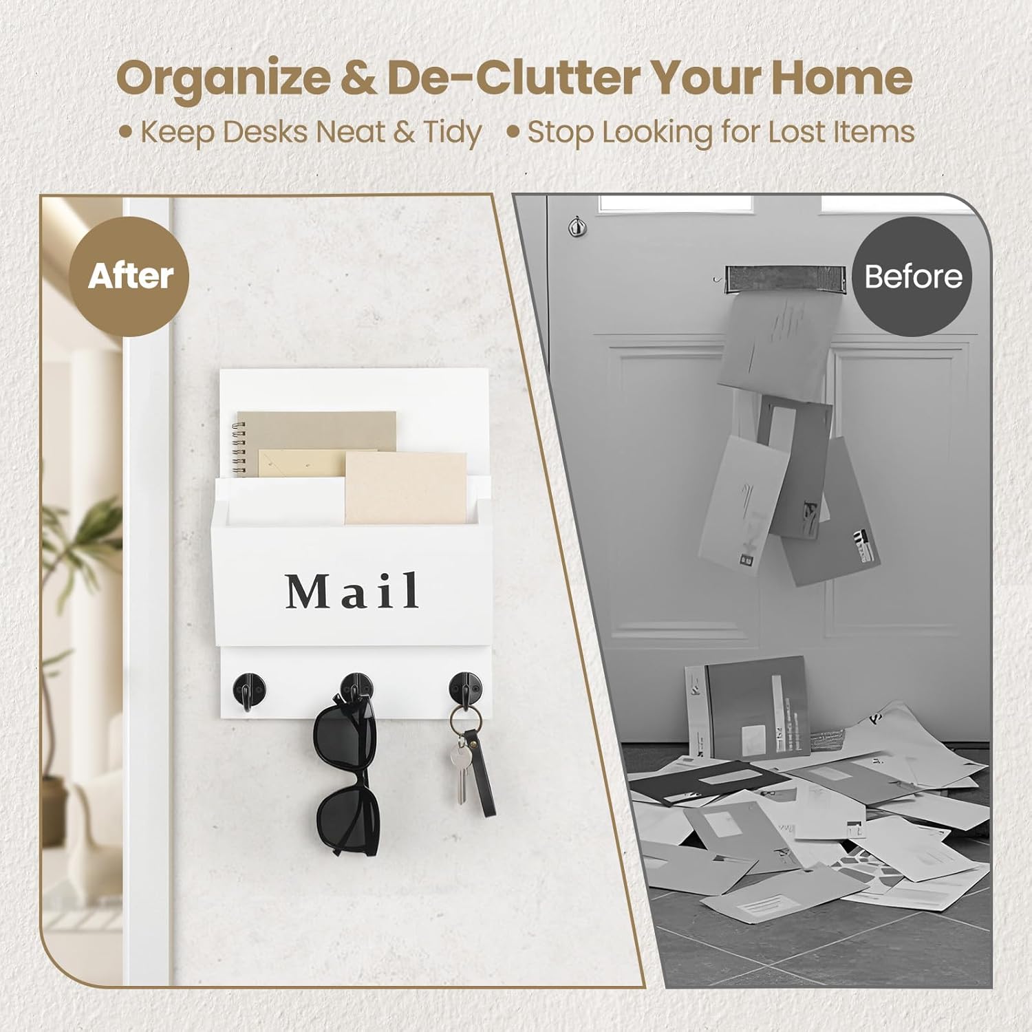 Mail and Key Holder / White / 8.86 x 11.42