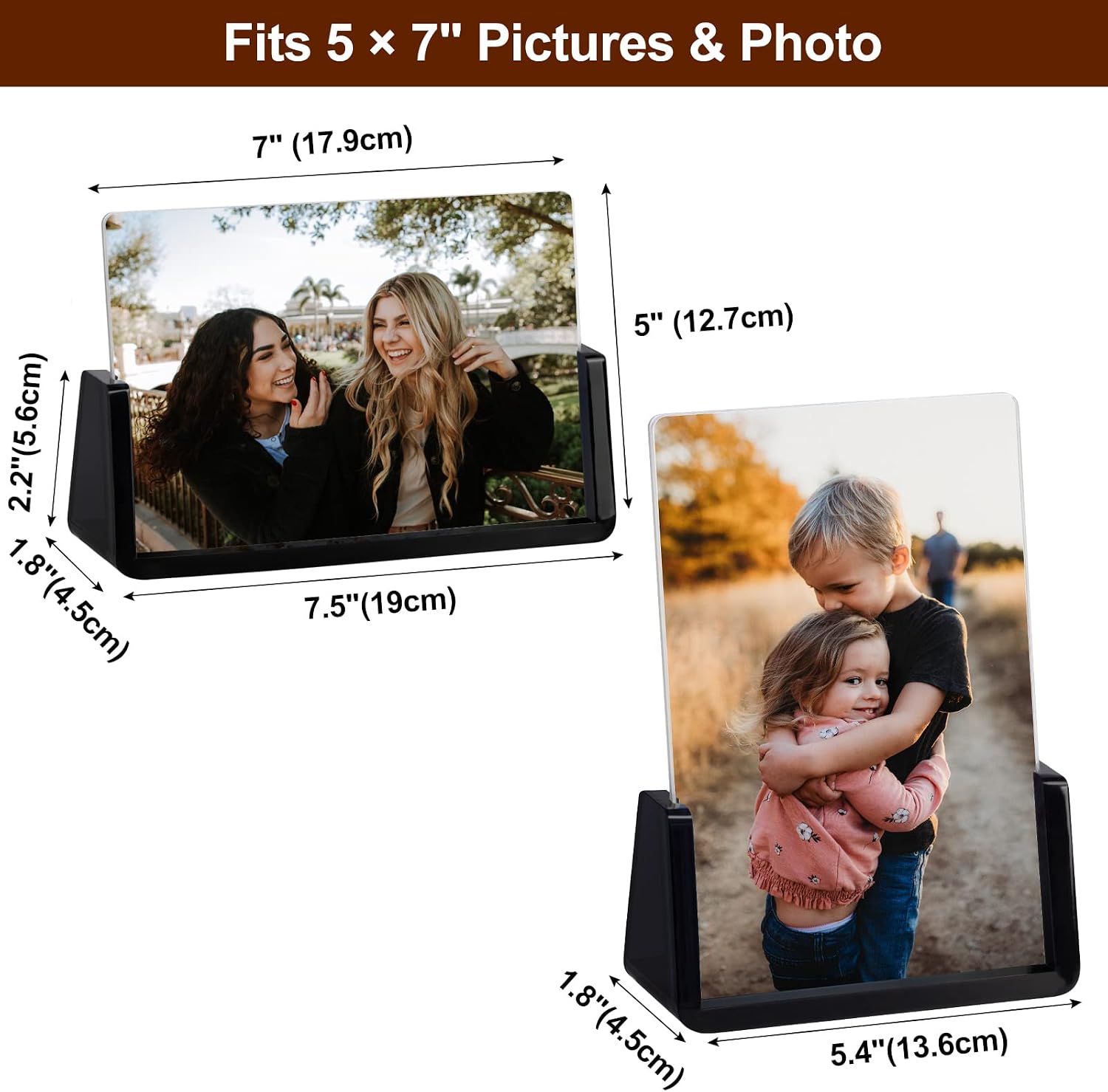 Acrylic Picture Frames / 5 x 7 / Translucent Black / Set of 2