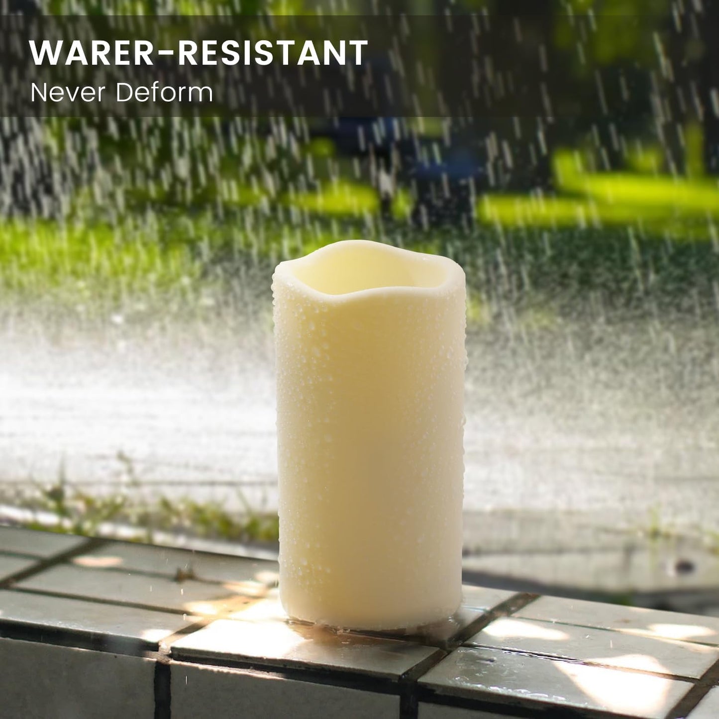 Waterproof Flameless Remote Control Candles 12PACK（D3''*H5.5''） Battery Operated Flickering LED Pillar Candle，plastic