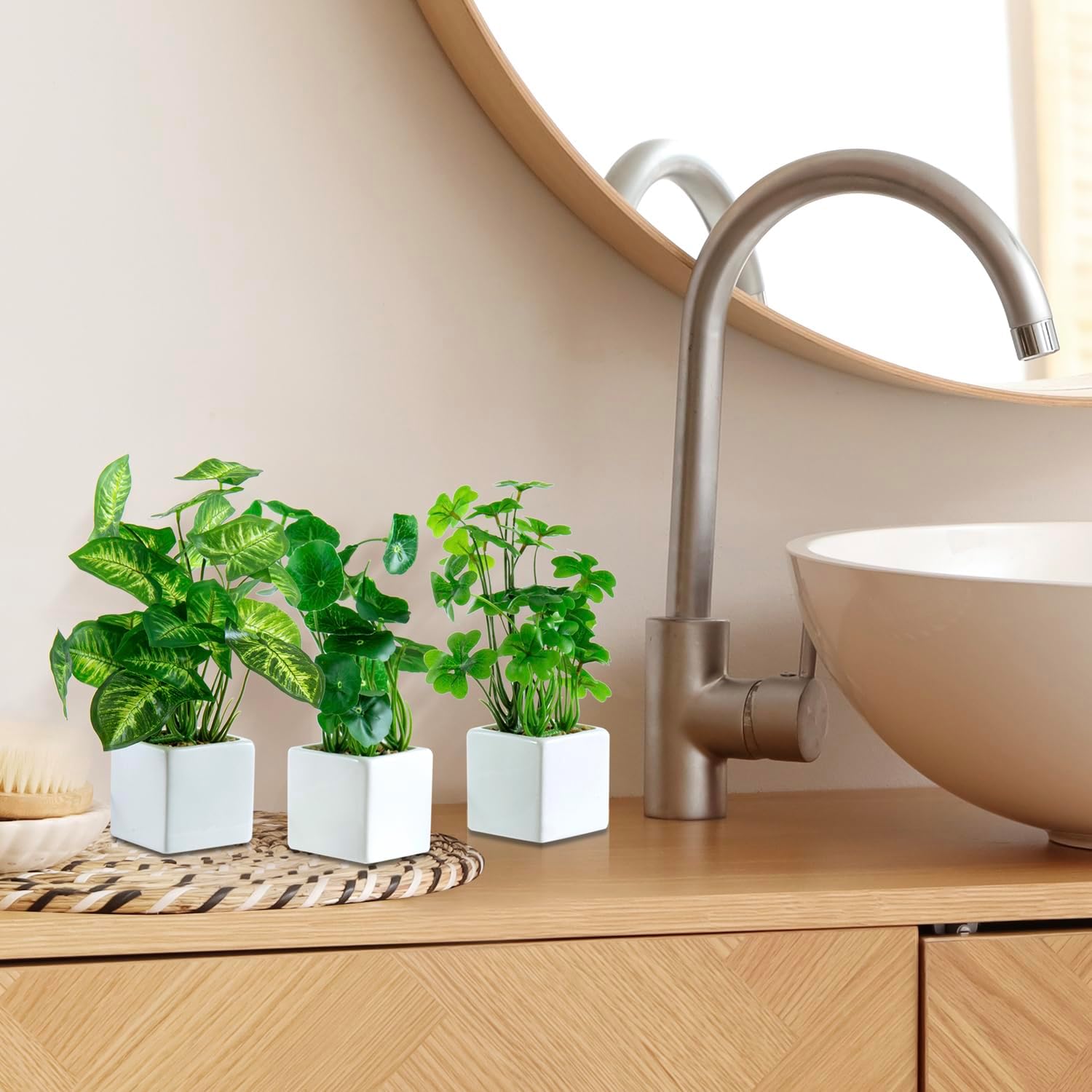 Artificial Plants / Faux Potted Plants Indoor / White / Set of 3