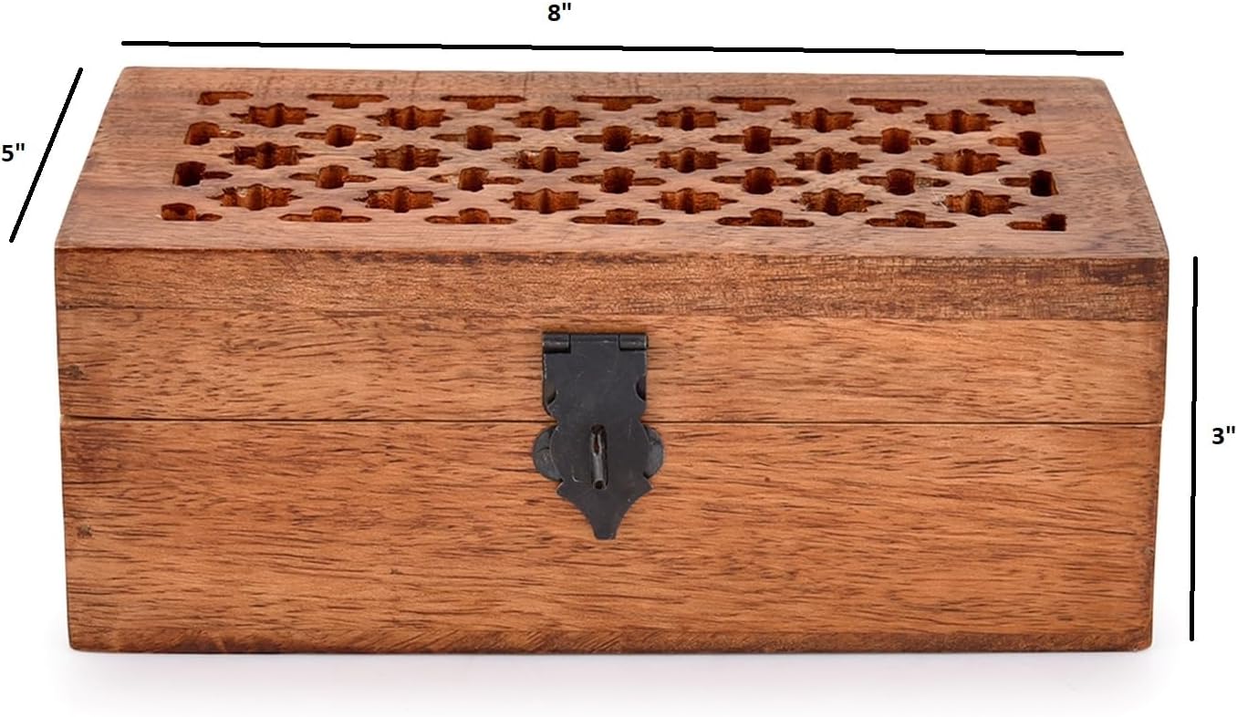 Hinged Lid Wooden Storage Box / 8 x 5 x 3