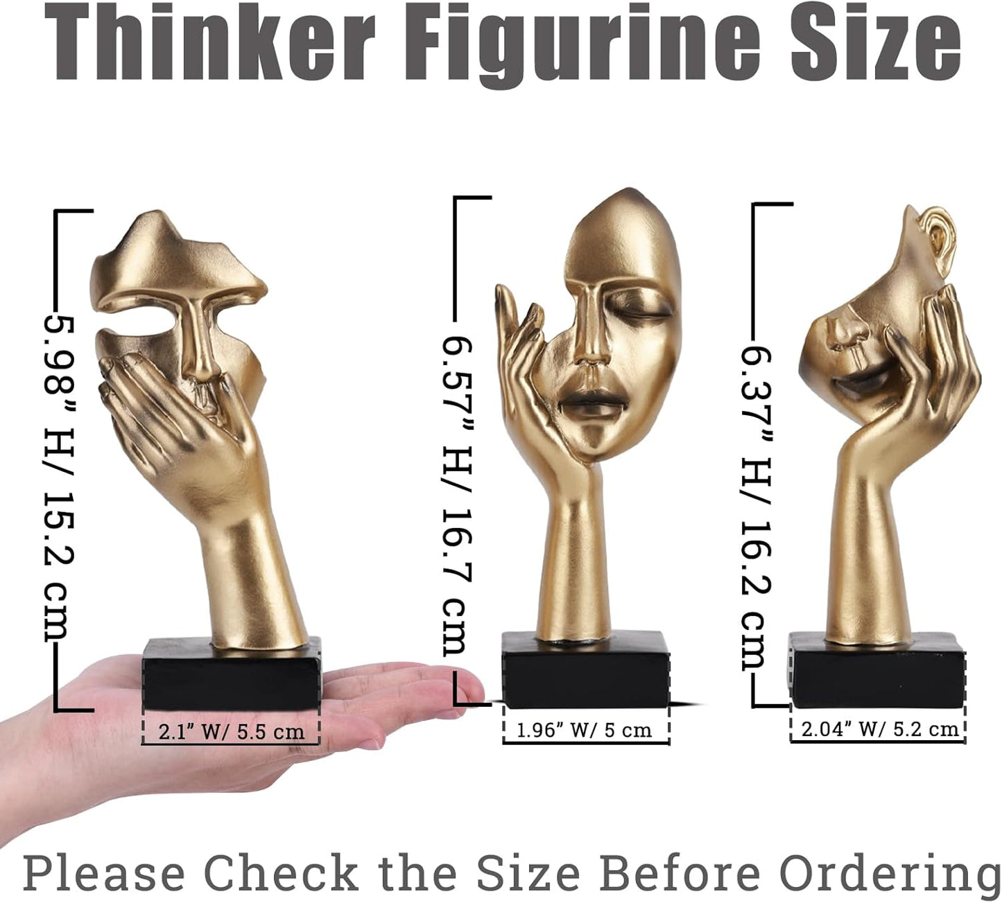 Thinker Small Statue Set / Gold / Set of 6