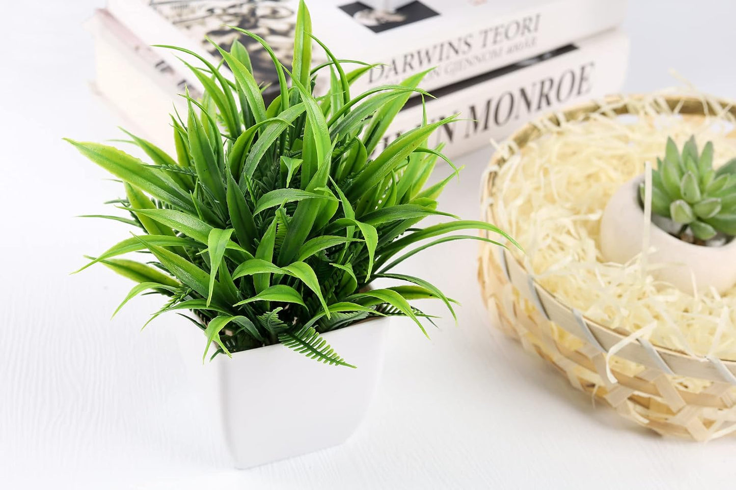 Small Fake Plants Mini Artificial Potted Plants / Green / Set of 2