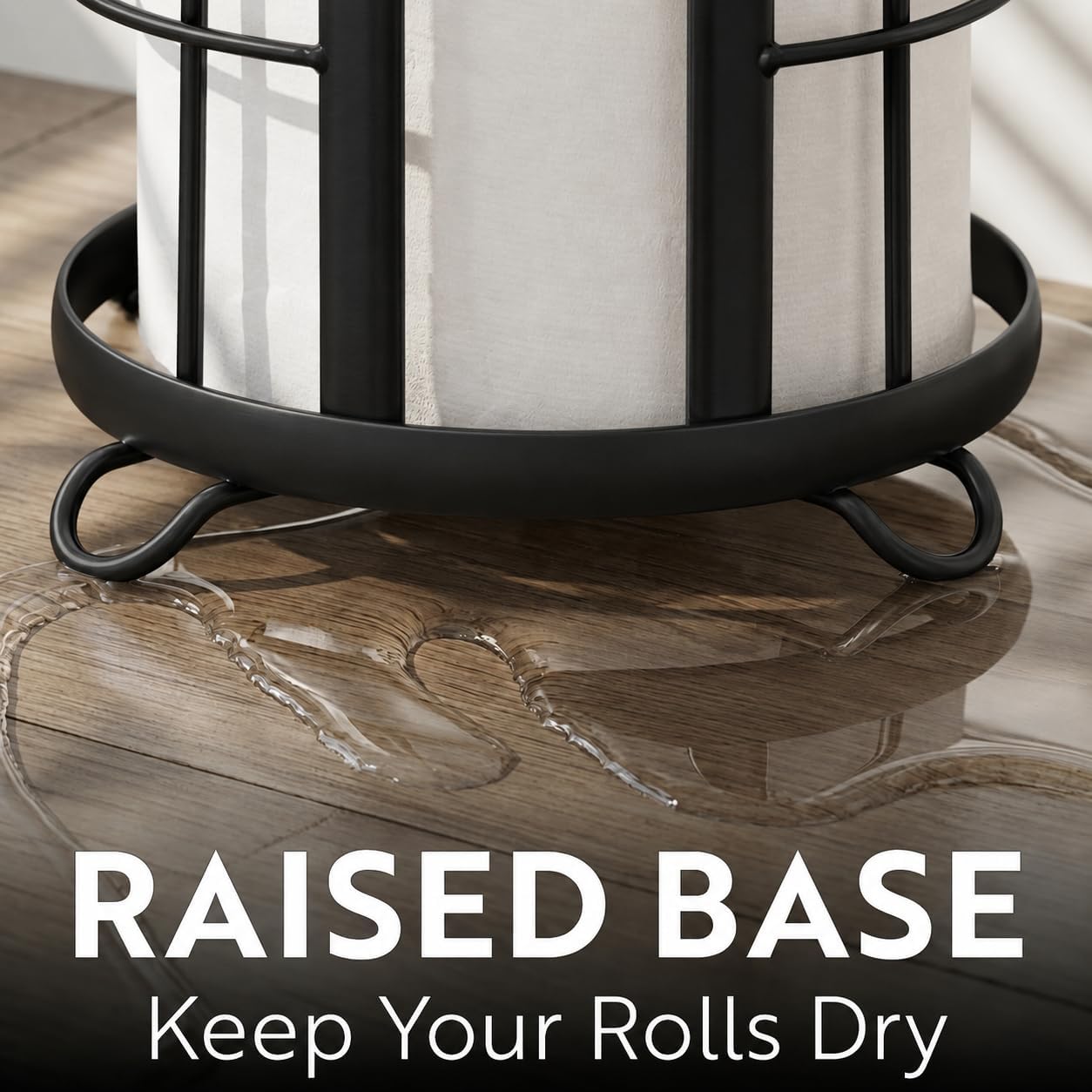 BROOKSTONE Toilet Paper Holder Stand Reserve - Free Standing Toilet Paper Stand with Storage that Holds Mega Rolls