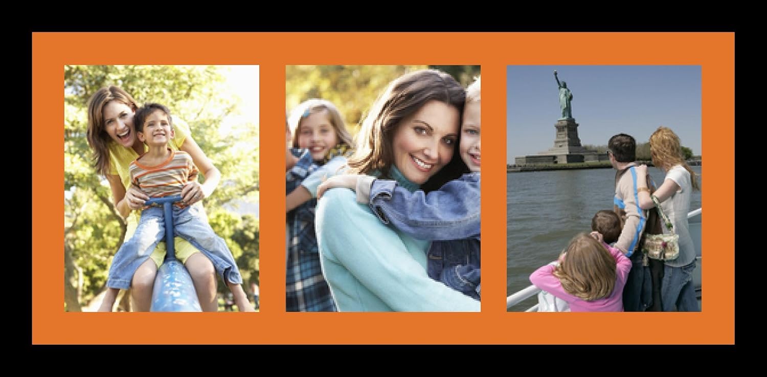 ArtToFrames Collage Photo Frame Single Mat with 3-8x10 Openings with Satin Black Frame and Octoberfest mat.