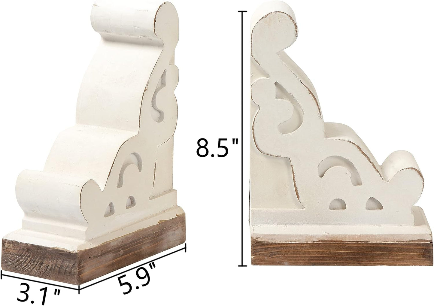 Wood Bookends Decorative / White