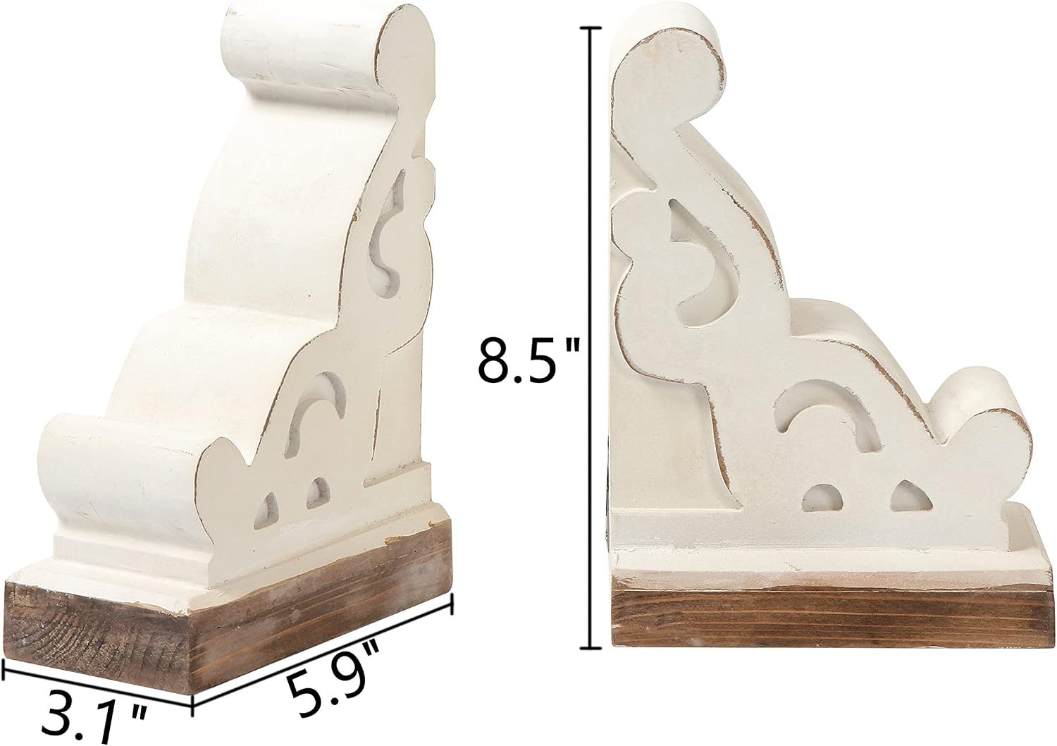 Wood Bookends Decorative / White