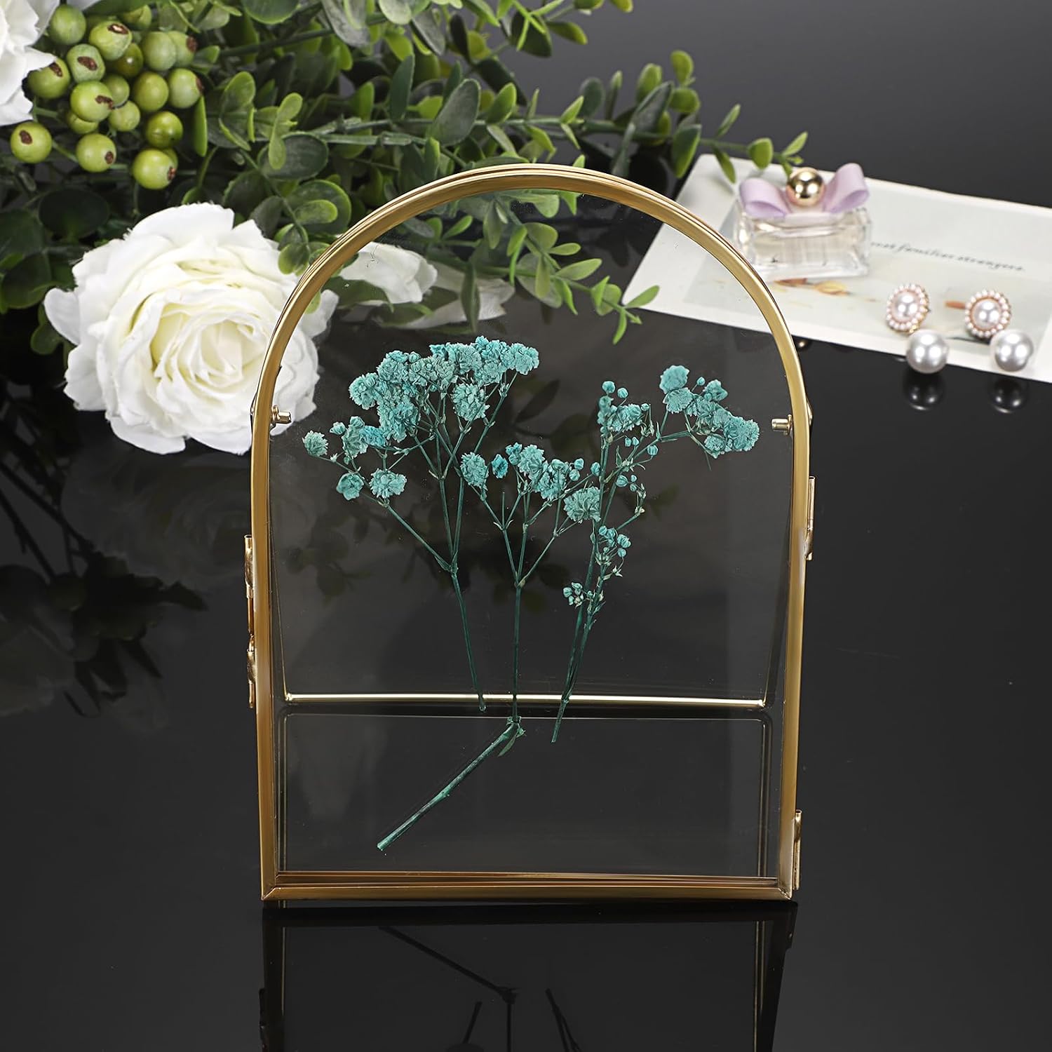 Arch Double Sided Glass Frame Floating / 5 x 7 / Gold / Set of 3