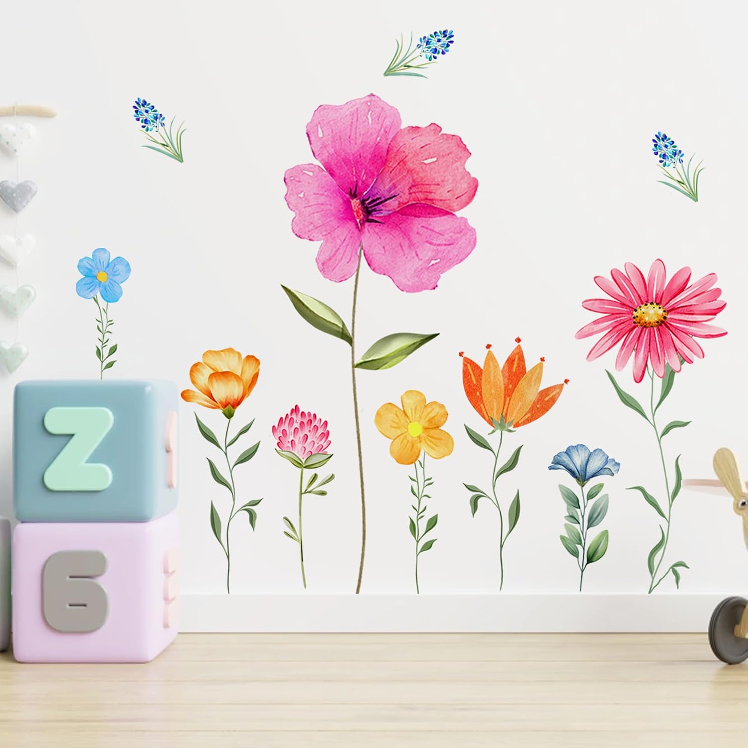 Peel and Stick Floral Wall Decals for Nursery / Large Flower