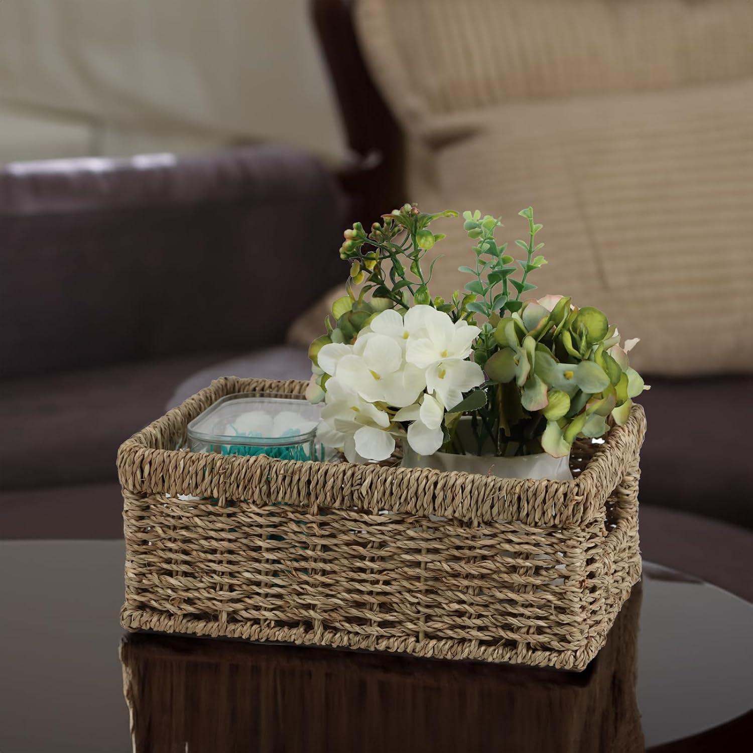 Wicker Baskets / Rattan Woven Basket for Storage / Seagrass / Small