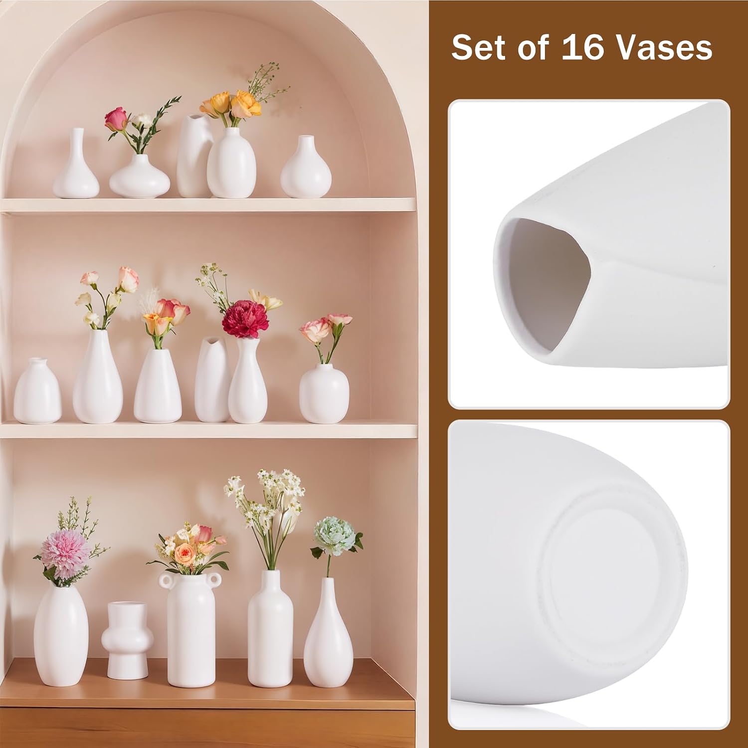 Clay Vase Bulk / White / Set of 16