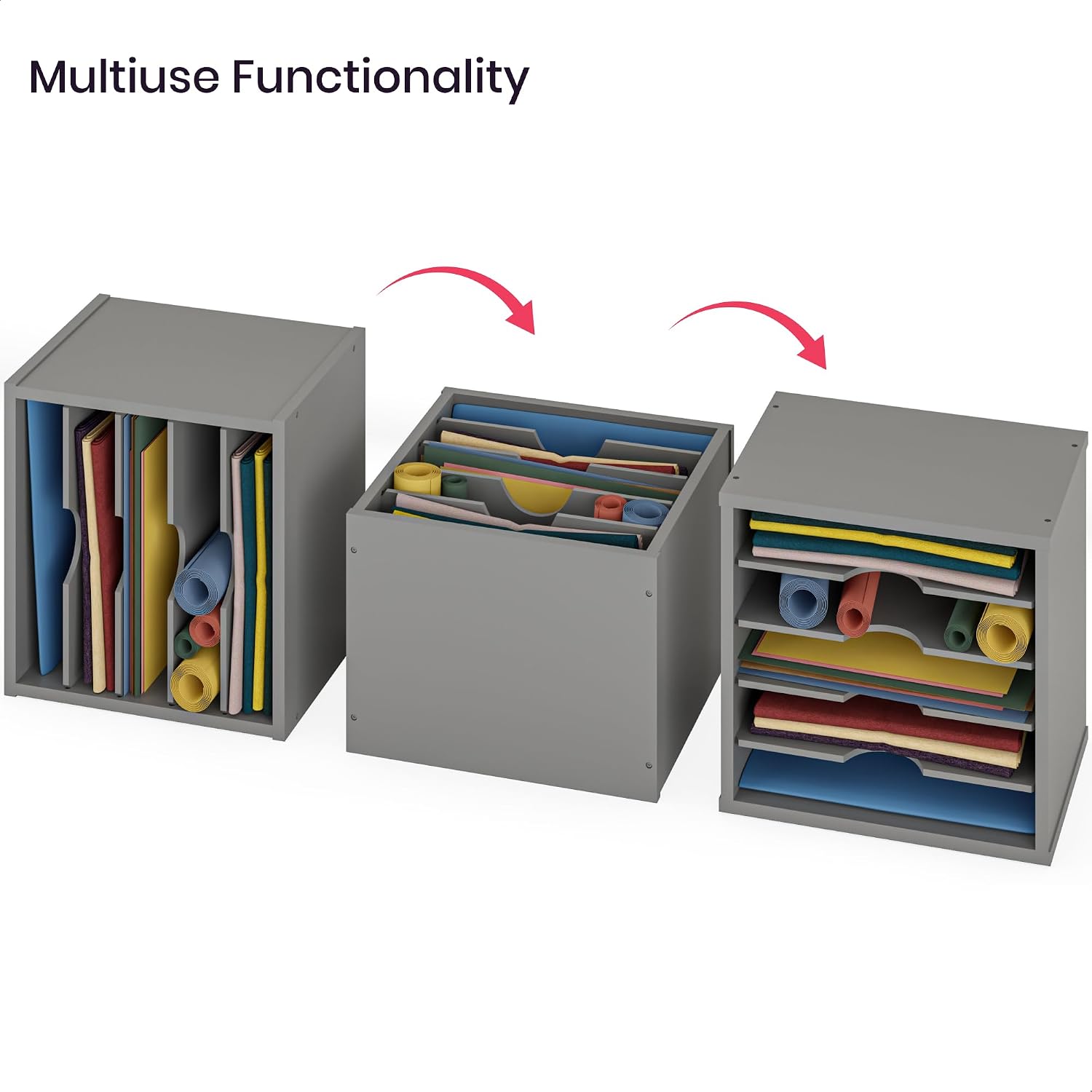 Ballucci 5-Tier File Organizer for Desk, Wooden Mail Sorter, Office Desk Organization, Paper Storage Organizers, Folder