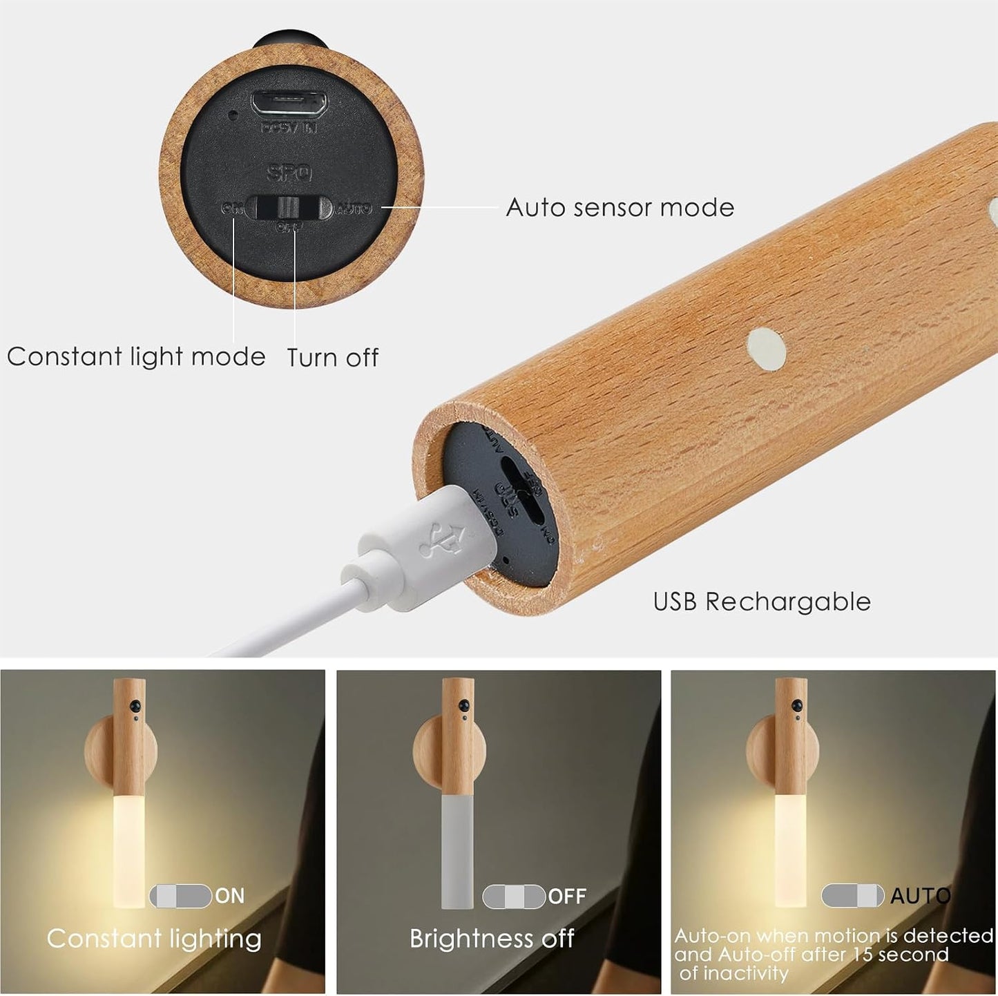 Montford Wall Sconces Set of Two Battery Operated, Motion Sensor Night Light Magnetic Wall Light Rechargeable Wall