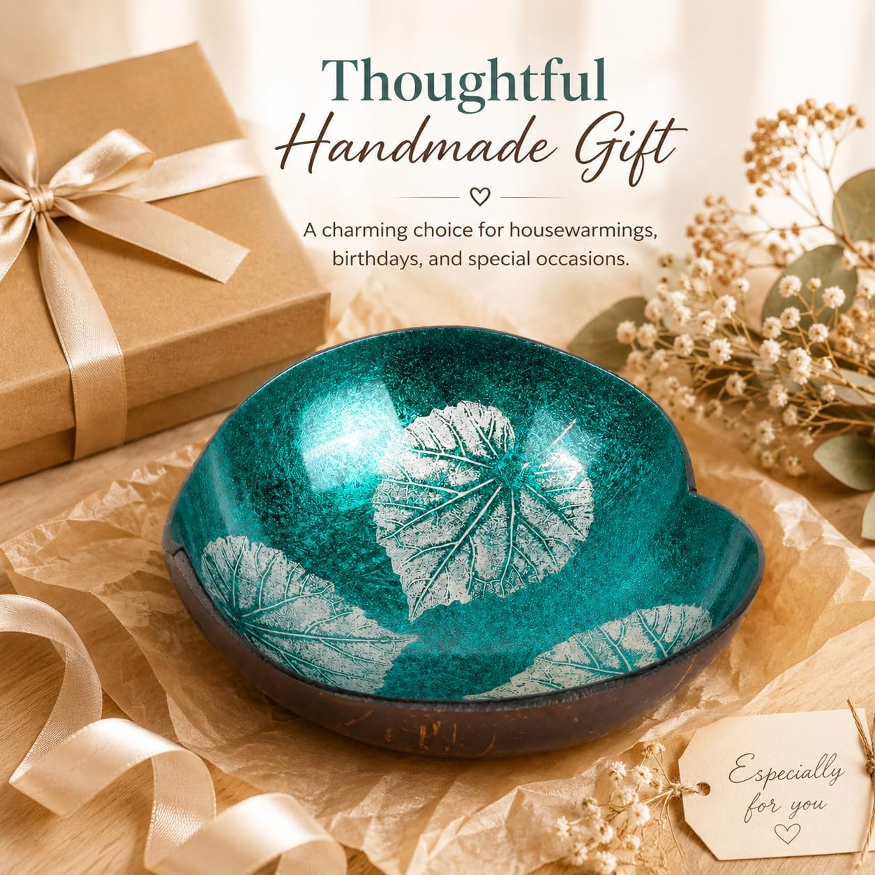 Key Bowl Holder for Entryway Table / Blue Leaves
