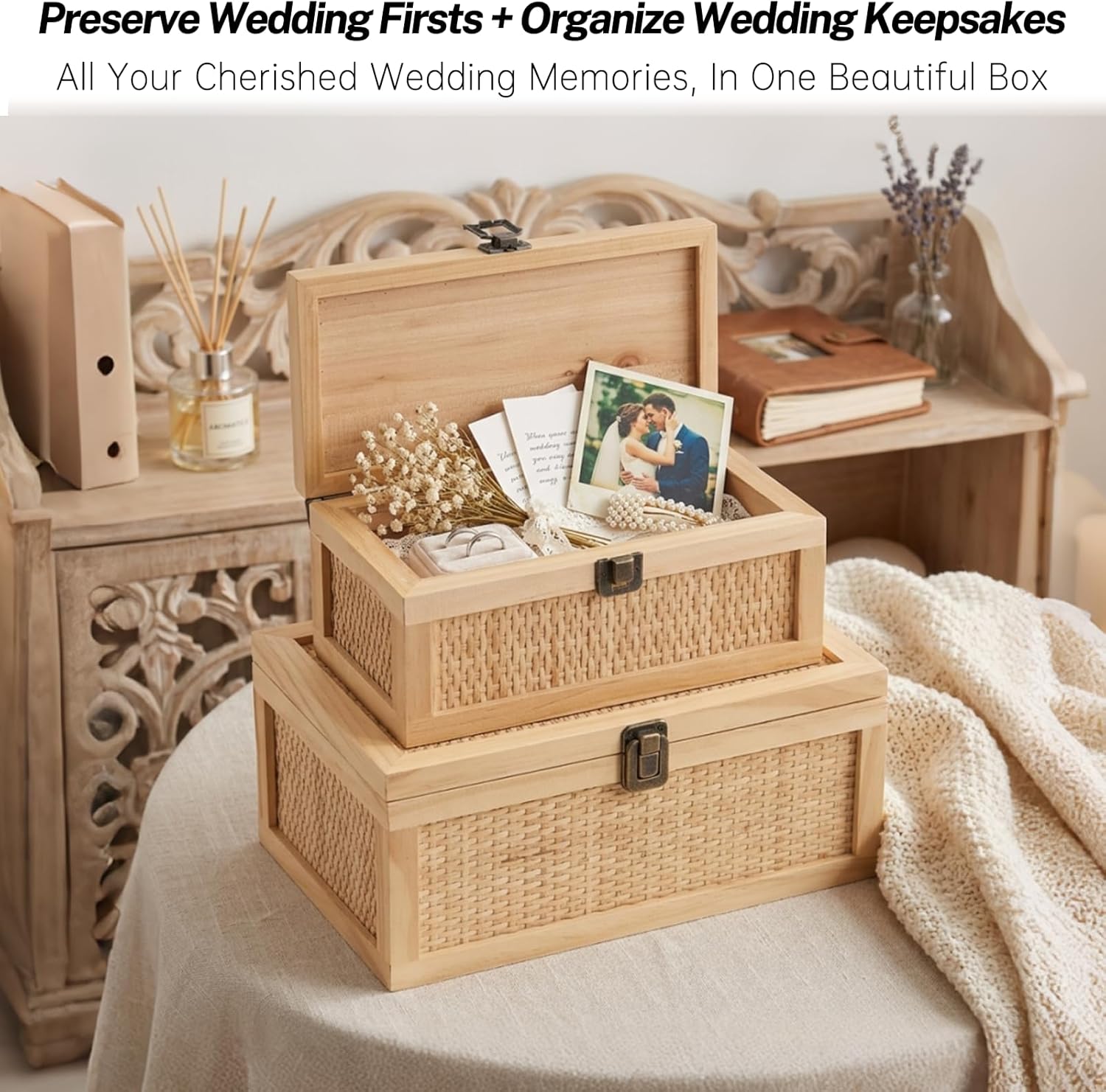 Rattan Decorative Boxes / Natural / Set of 2