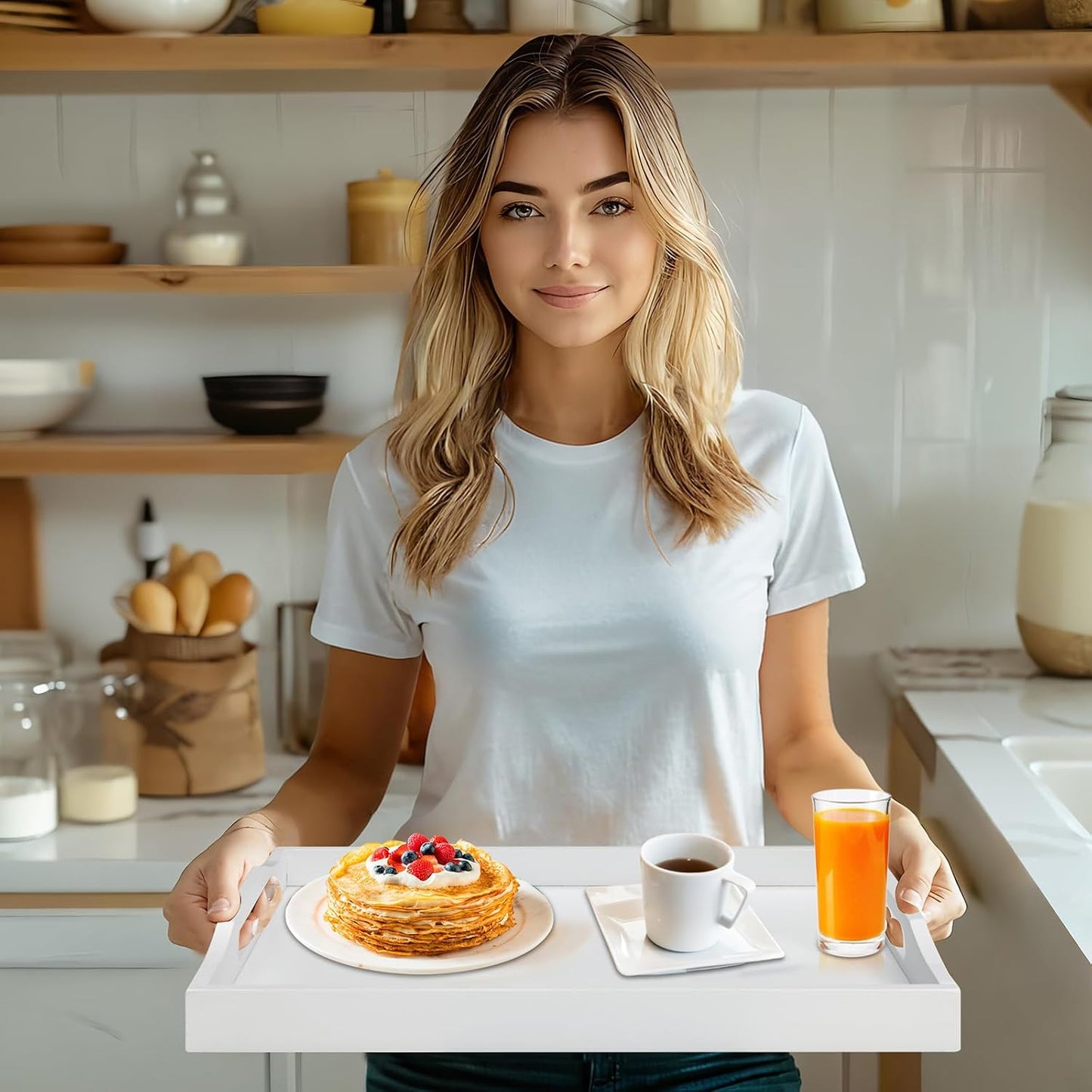 Wood Tray for Tea / White