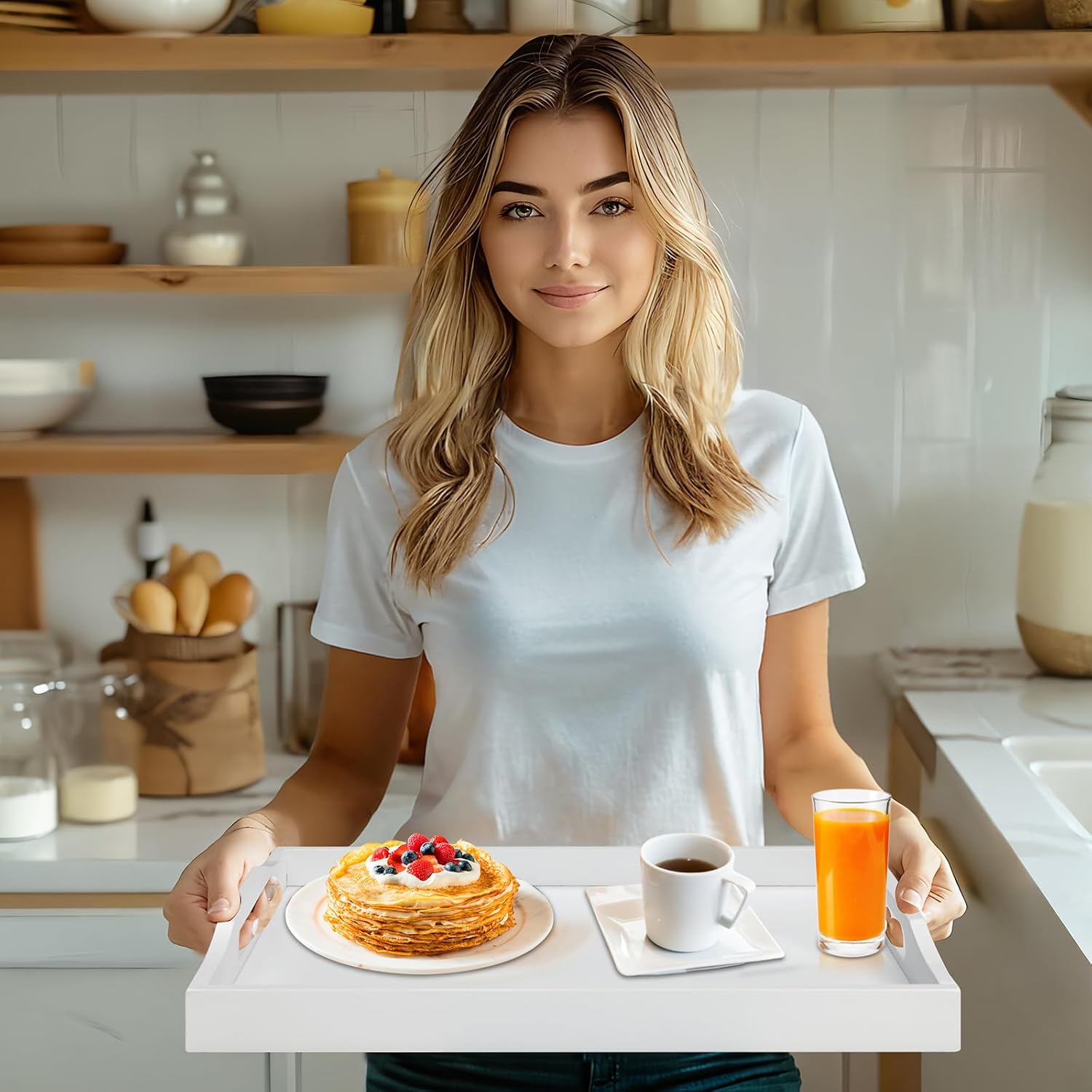 Wood Tray for Tea / White