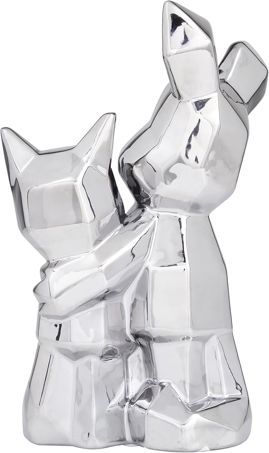 Deco 79 Porcelain Dog Cubist Sculpture / Silver / 8 x 5 x 12