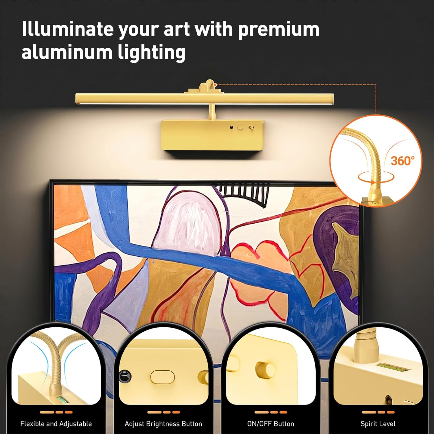 Picture Light, 15.35inch Wireless Picture Lights for Wall Rechargeable, 5400mAh Battery Wall Light with Remote, 3 Color