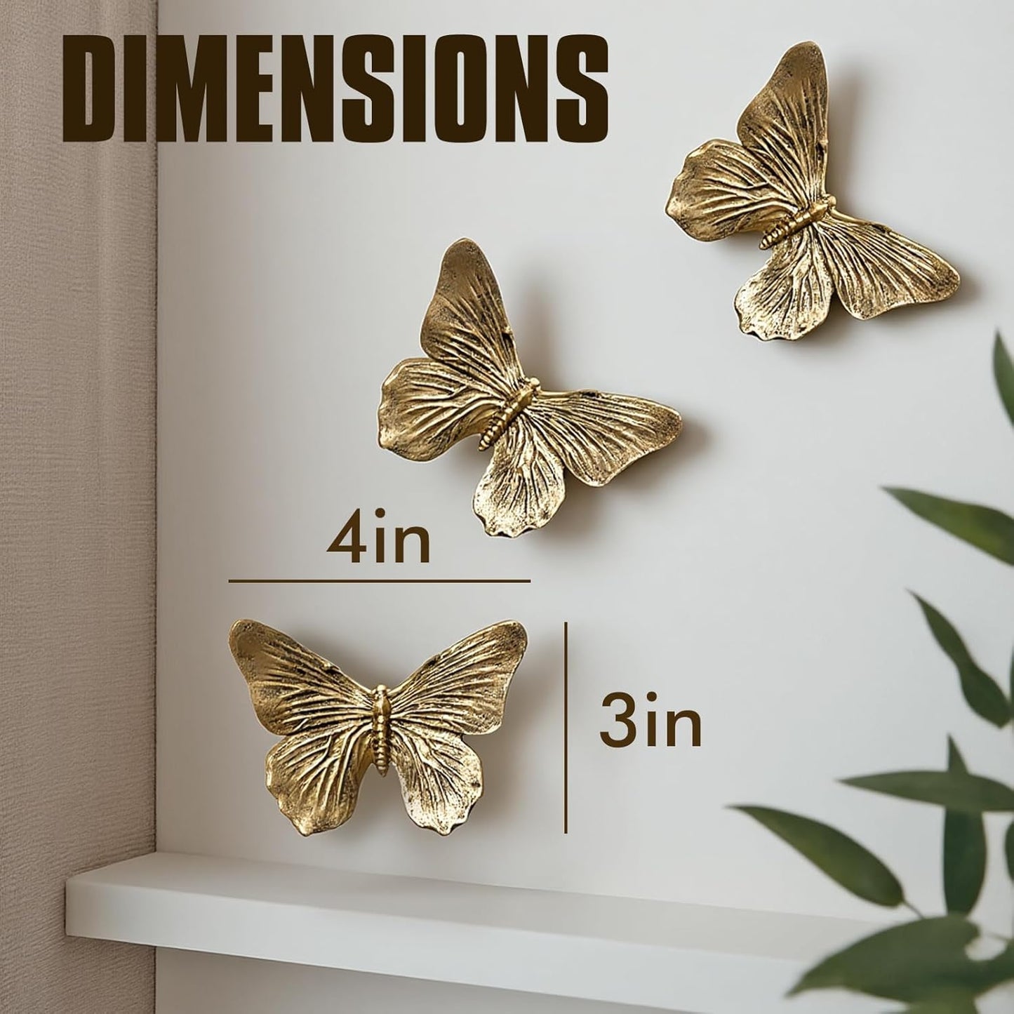 3D Butterfly Wall Decor Set / Copper / Set of 3