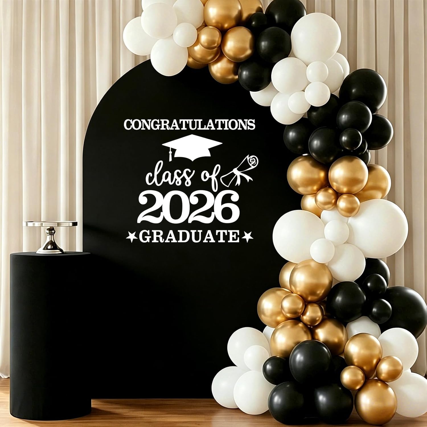 White Congratulations Class of 2026 Graduate Decals Graduation Decals for Arch Backdrop / White 02
