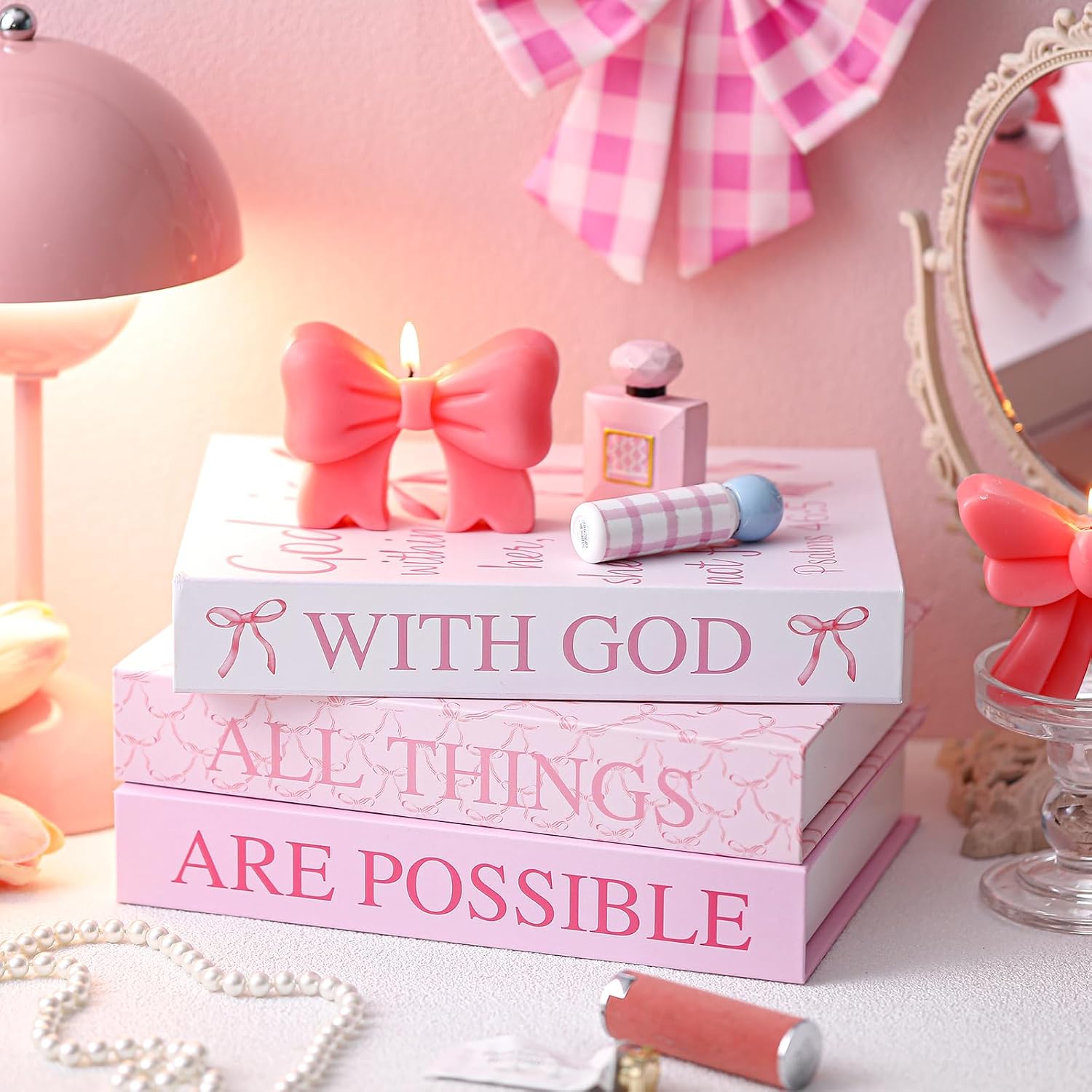 Bow Decorative Books / Pink / Set of 3