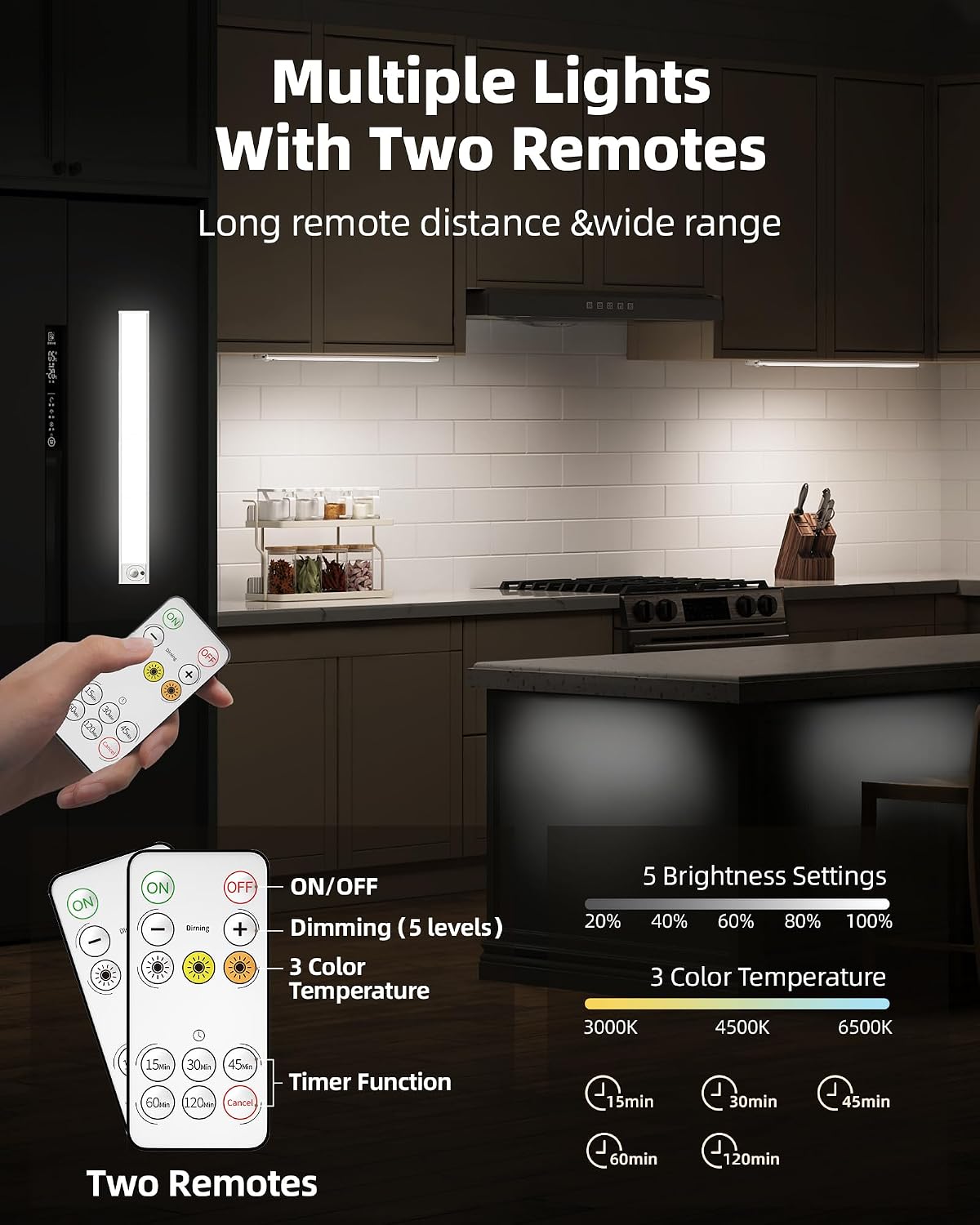 4Pack 16inch Under Cabinet Lighting, Rechargeable Motion Sensor Light Wireless Indoor, Dimmable 3 Color Temps Closet