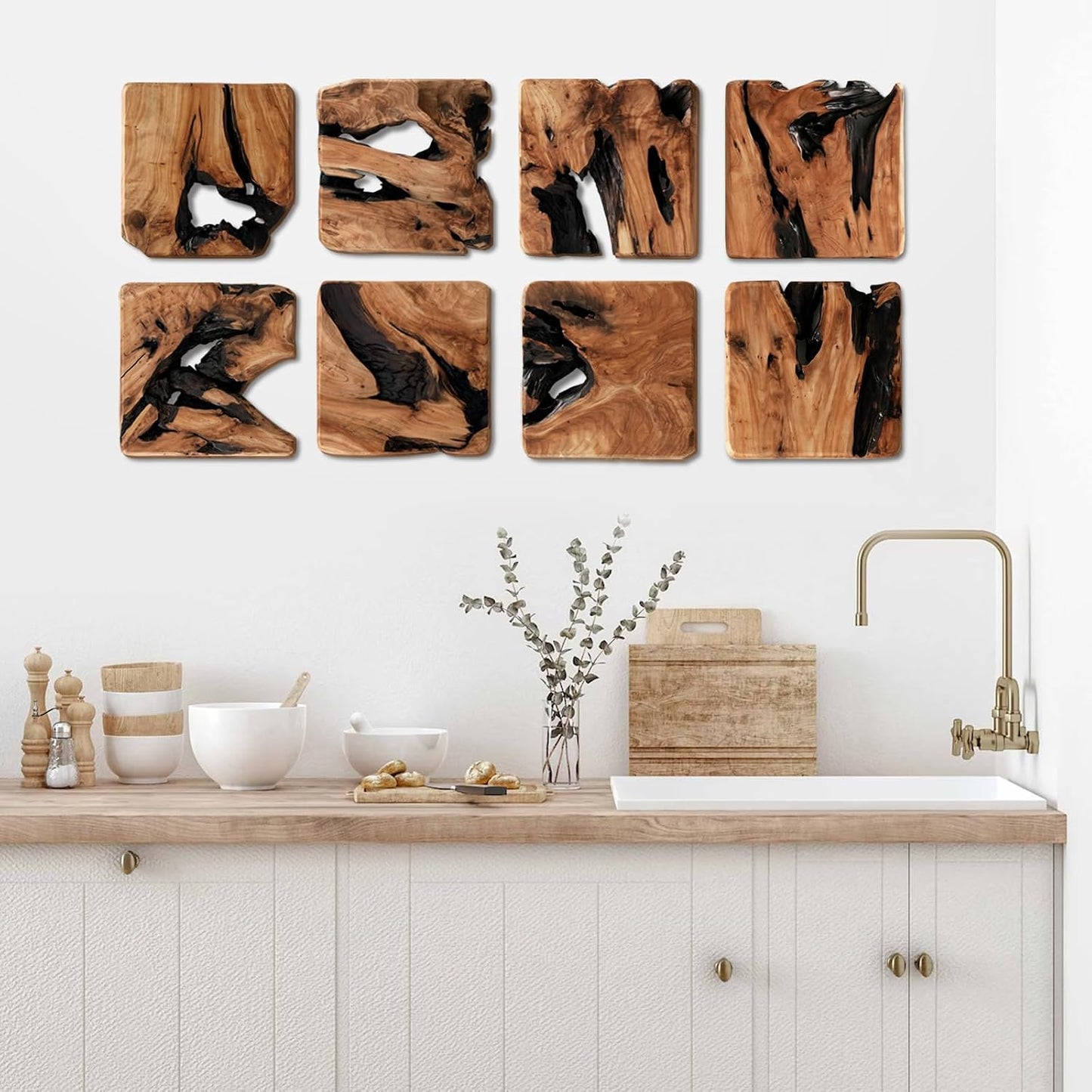 Rustic Abstract Wall Decor / Set of 4