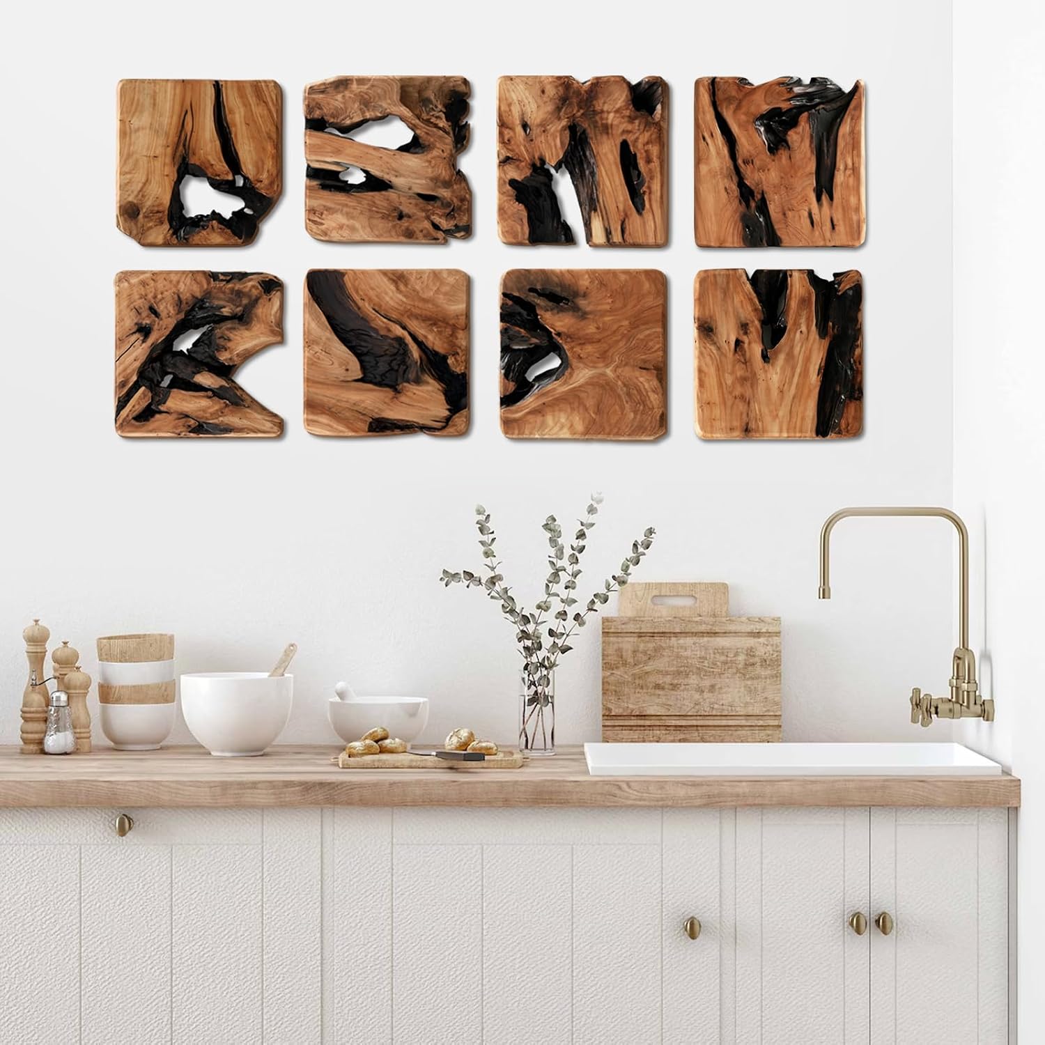 Rustic Abstract Wall Decor / Set of 4