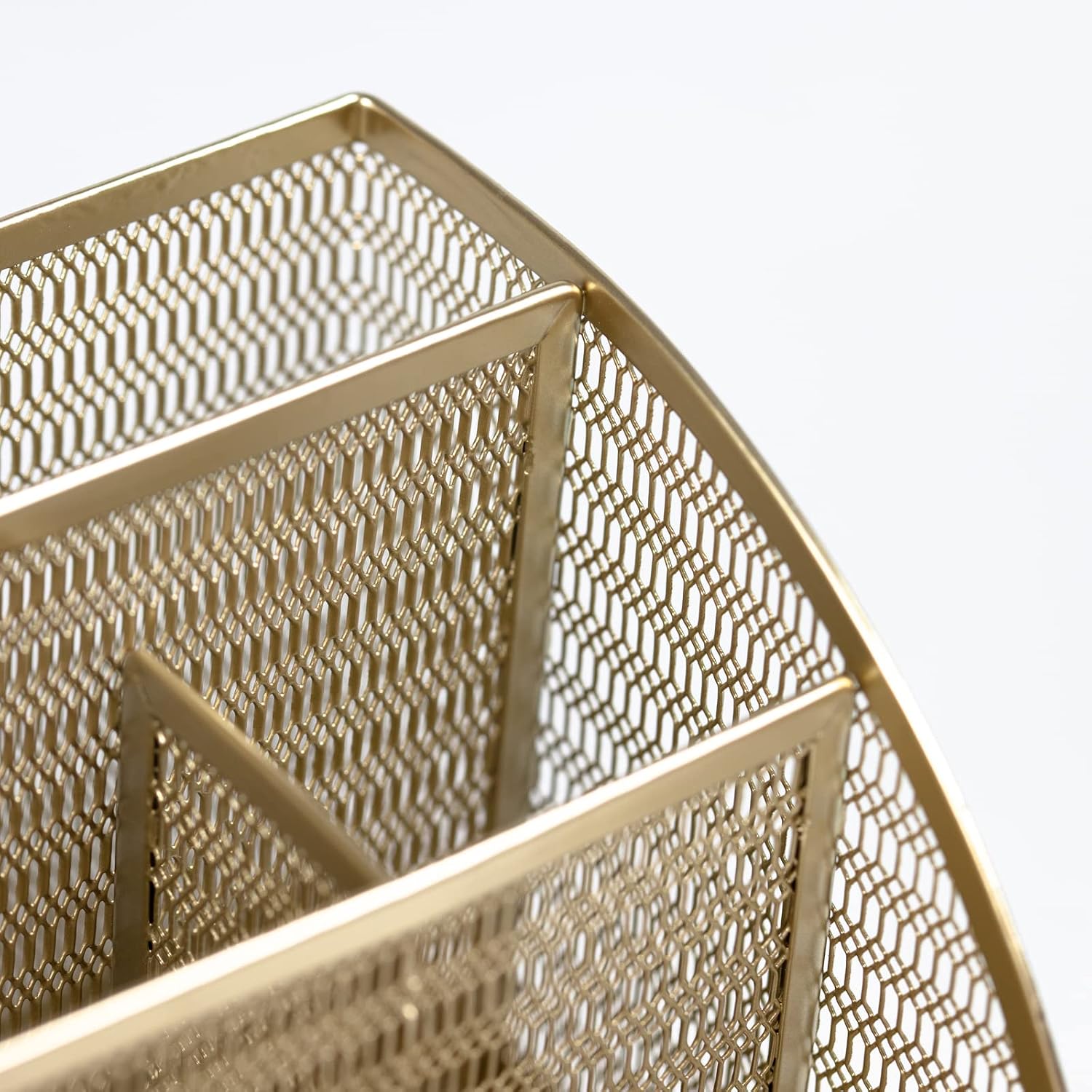BLU MONACO | Gold Desk Organizer with Drawer | Metal Desktop Caddy with Six Compartments for Office Supplies | Stylish