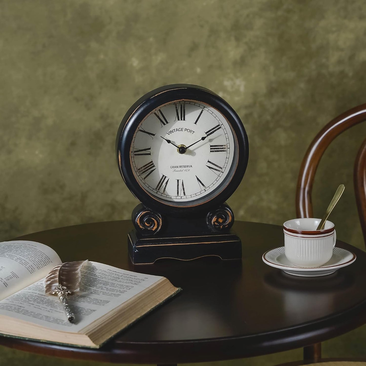 NIKKY HOME Mantel Clock, Silent-Non-Ticking Battery-Operated Home Decor | Retro Wooden Table Clocks for Living Room