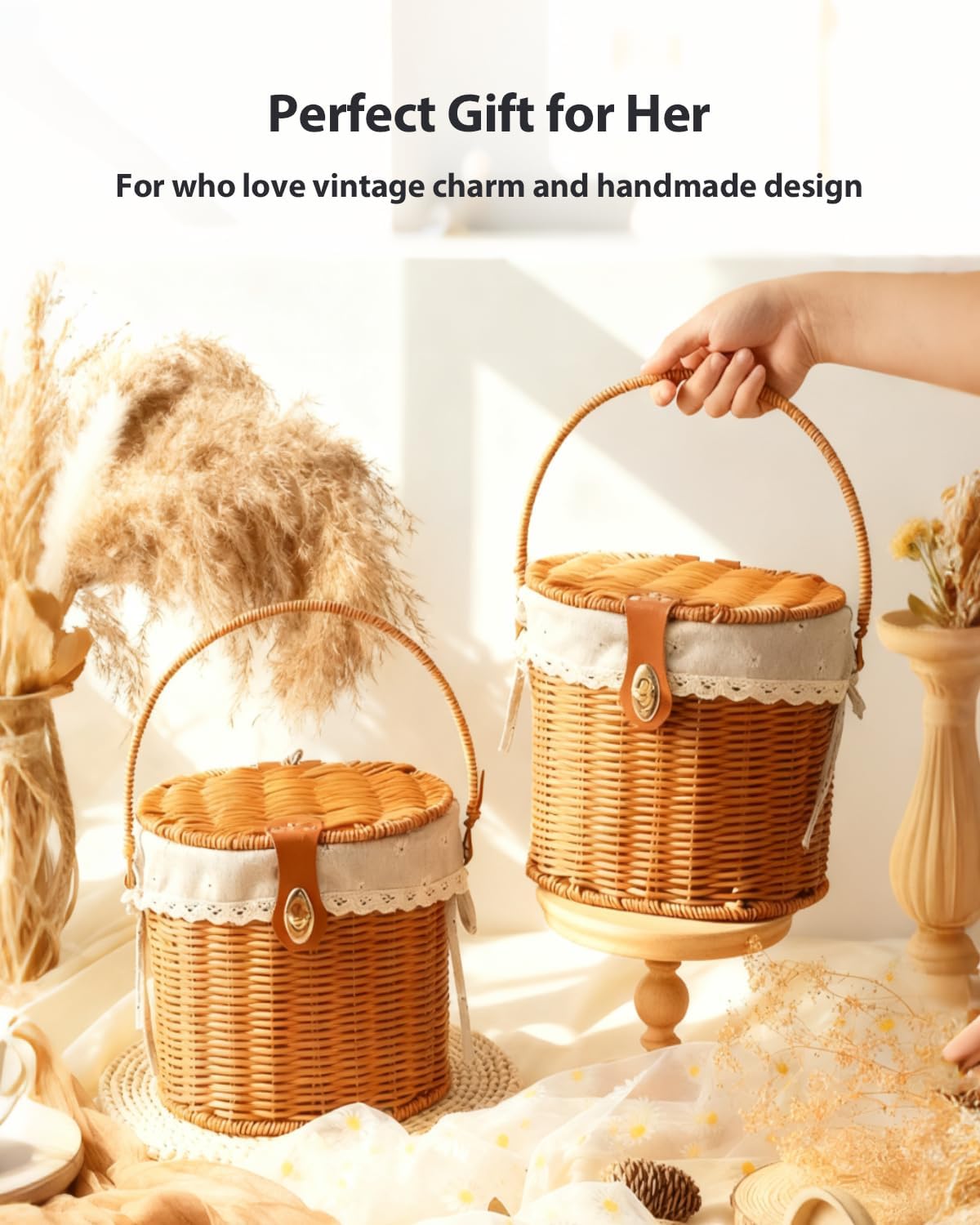 Small Picnic Basket / White