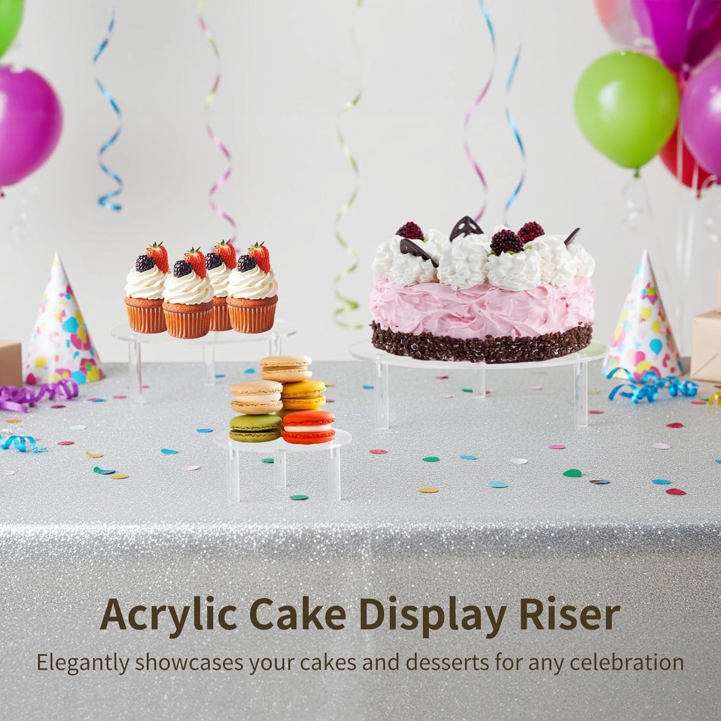 Round Display Stands for Cake / Clear / Set of 3