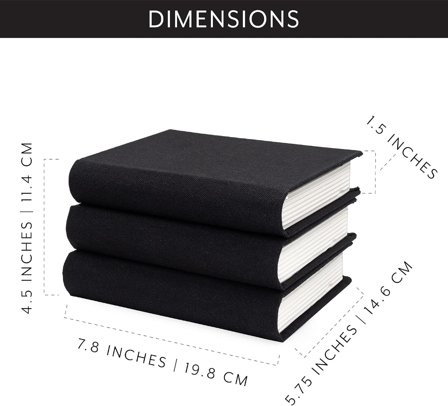 Faux Book Stack / Black / Set of 3