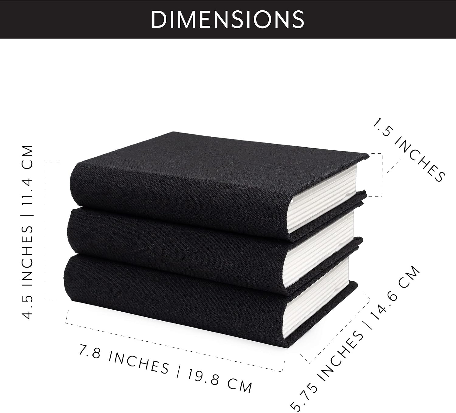 Faux Book Stack / Black / Set of 3