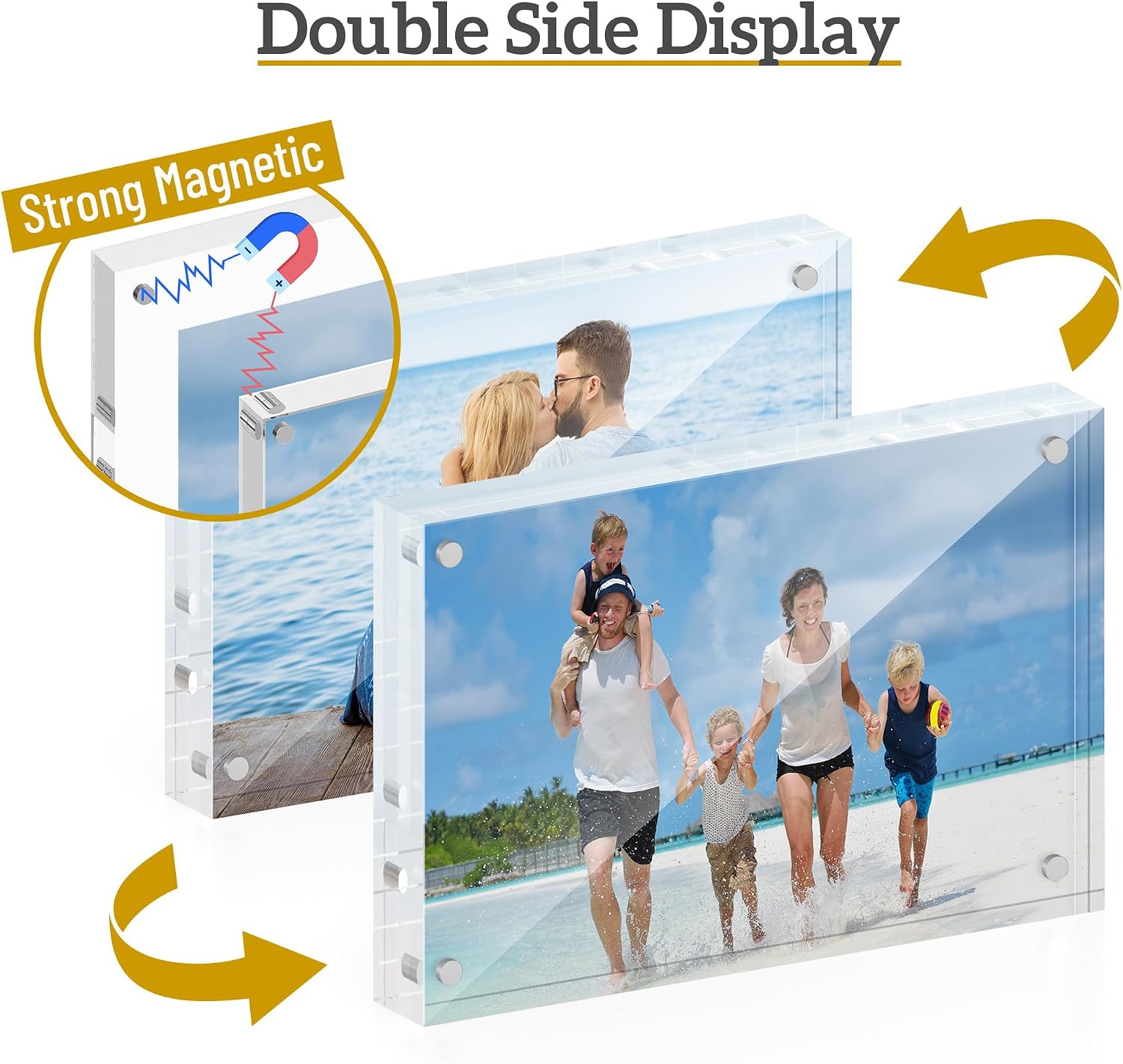 ATZYmolin 3 Pack 4x6 Acrylic Picture Frame, Magnetic Double Sided | Magnetic Double Sided Display, 20% Thicker