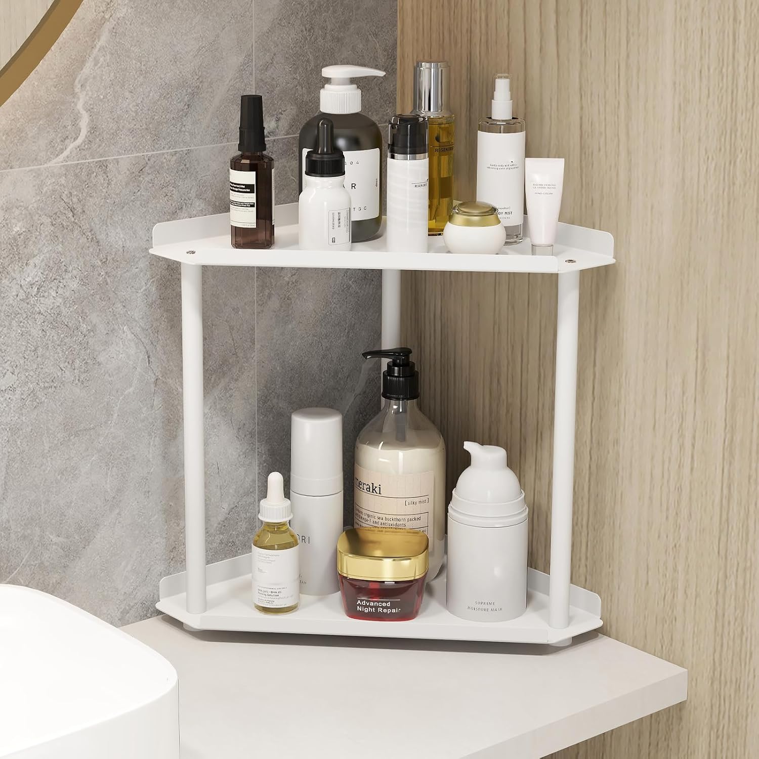 Makeup Countertop Organizers / White 2 Tier