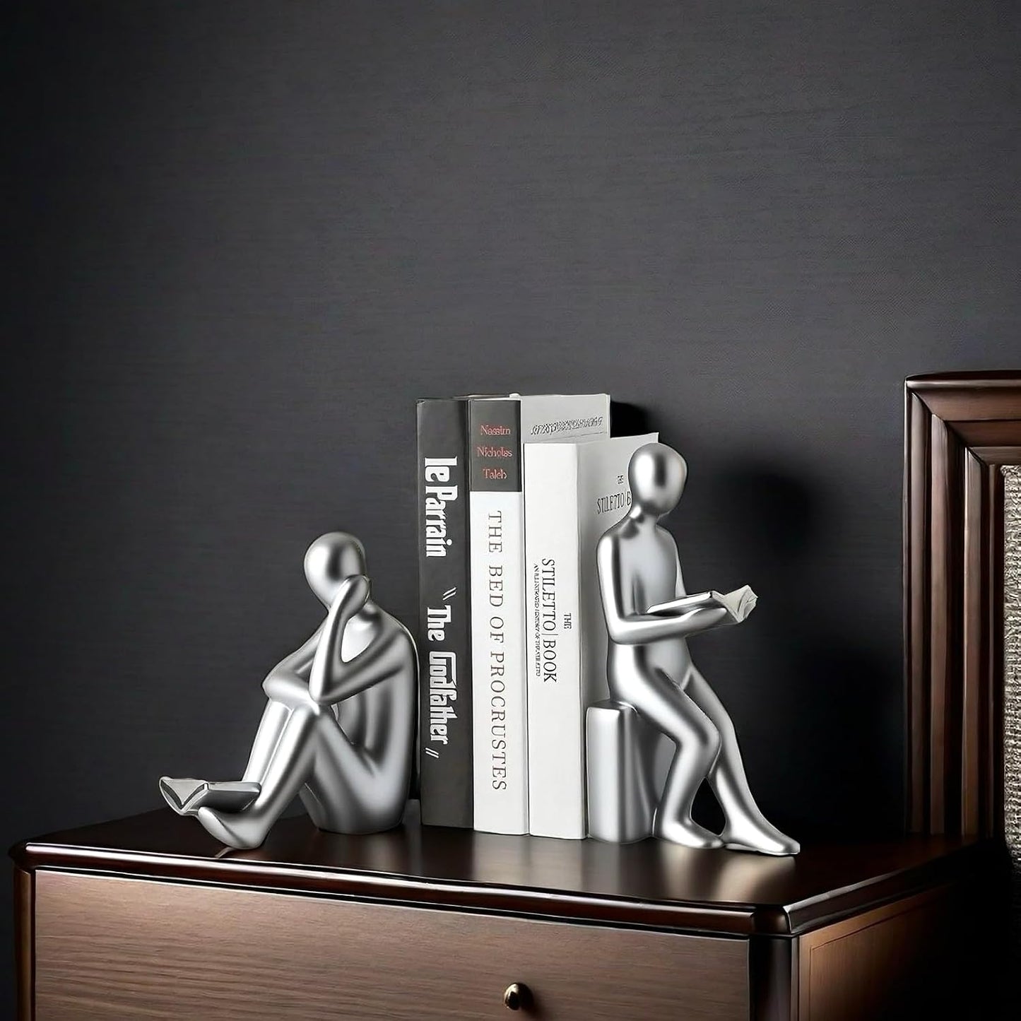 Book / Home Decorative Reading Book Statue Bookends Elegant Resin Bookshelf Room Office Desk Decor