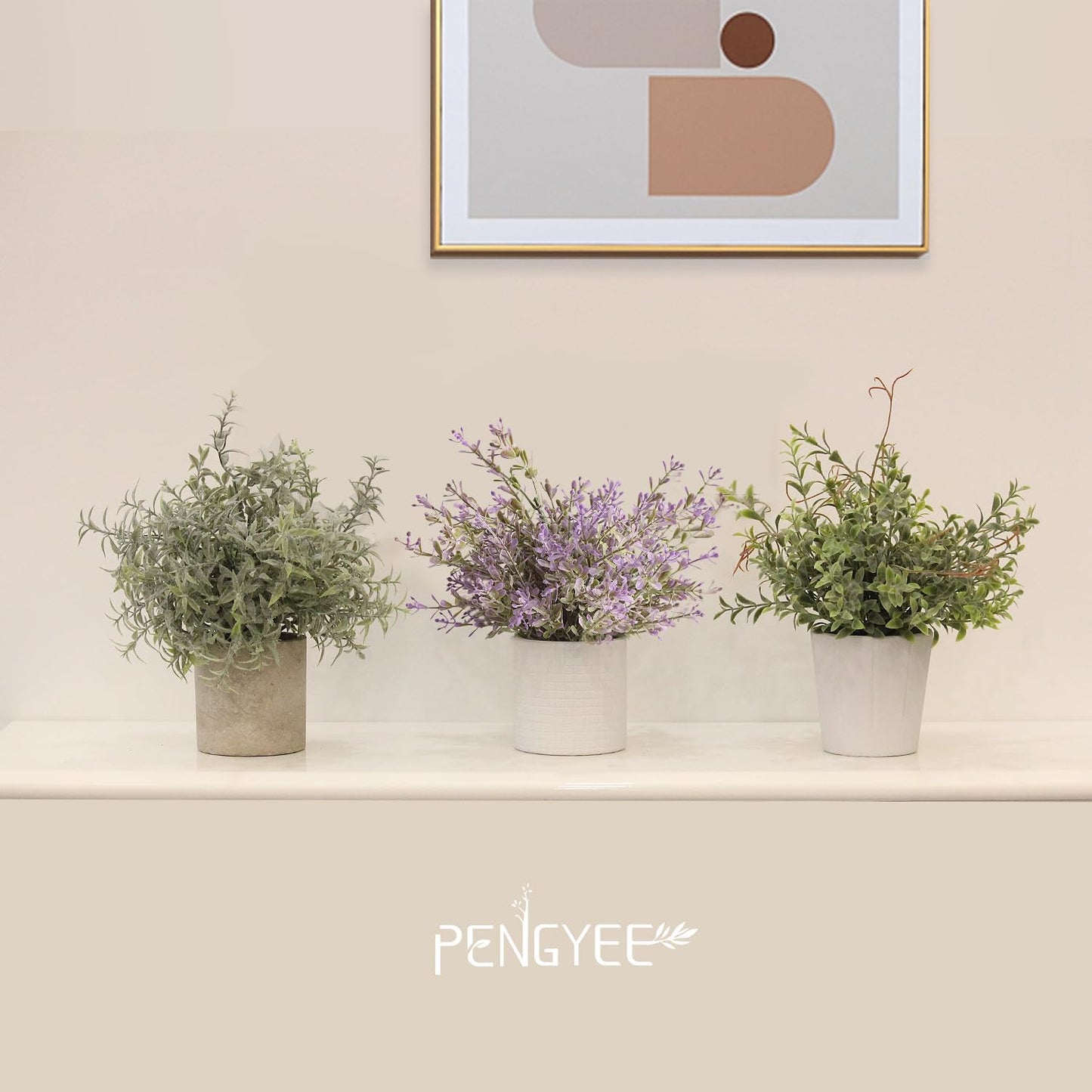 Artificial Plants Indoor / Harb / White / Set of 3