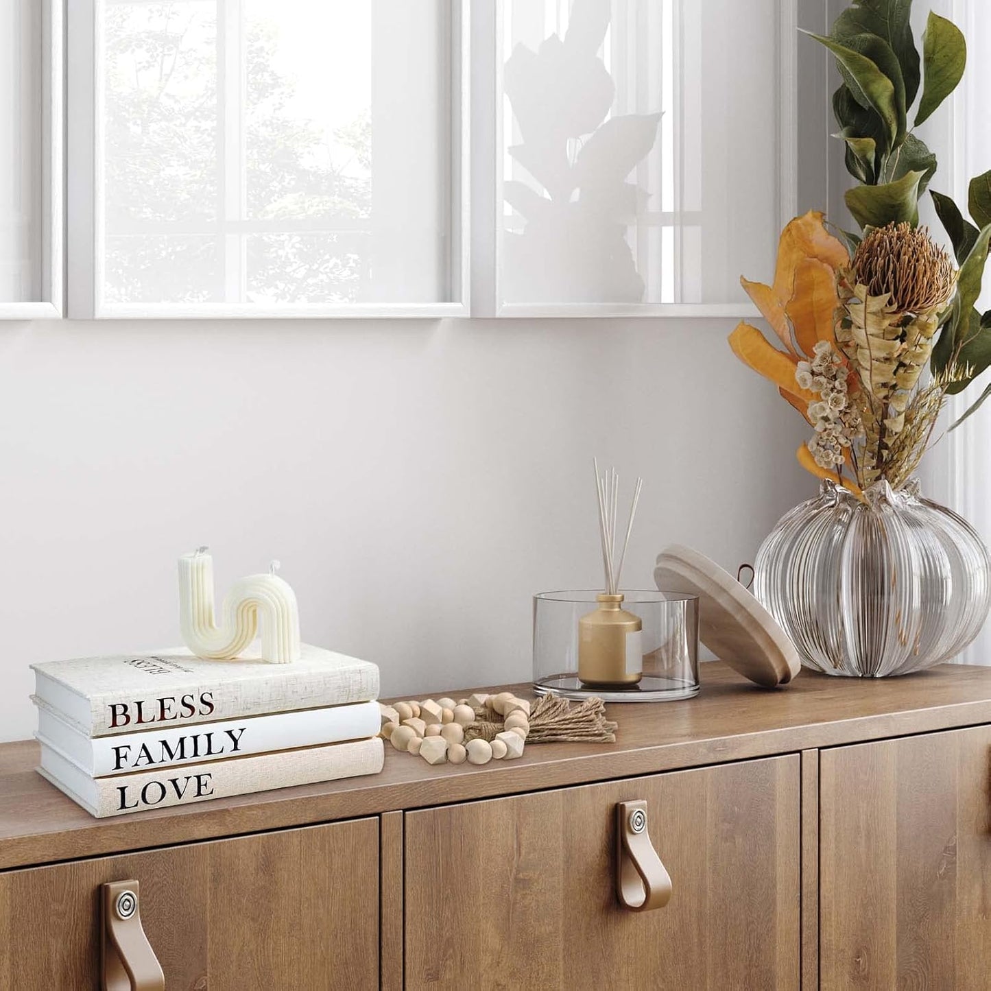 Linen Covered Decor Books / Beige / Set of 3