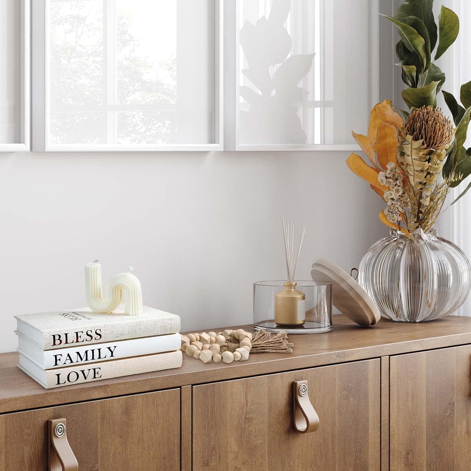 Linen Covered Decor Books / Beige / Set of 3