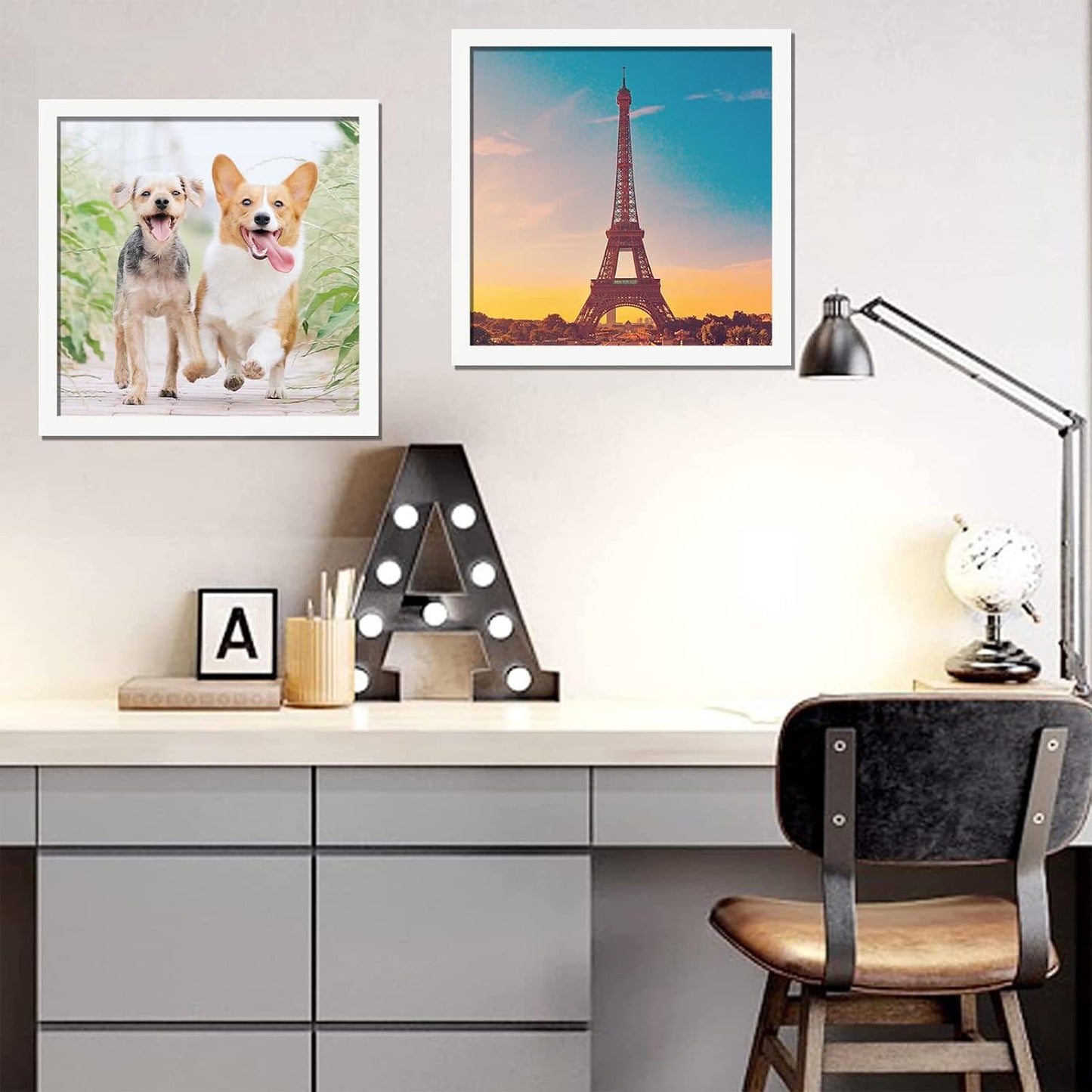 20x20 Picture Frame Set of 5, White Photo Frames for Gallery Wall Hanging | High-Clarity Clear Panel, Horizontal &