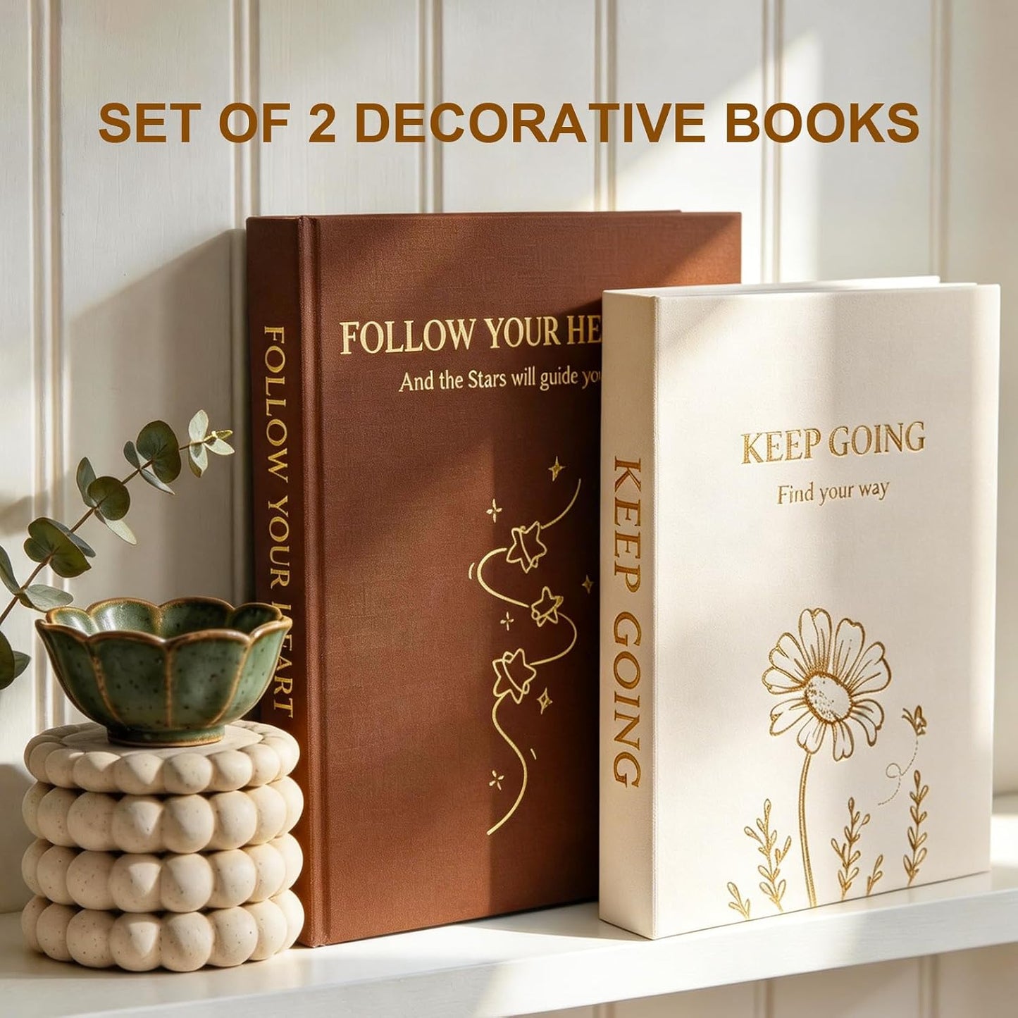 2 Linen Coffee Table Books / Brown-apricot