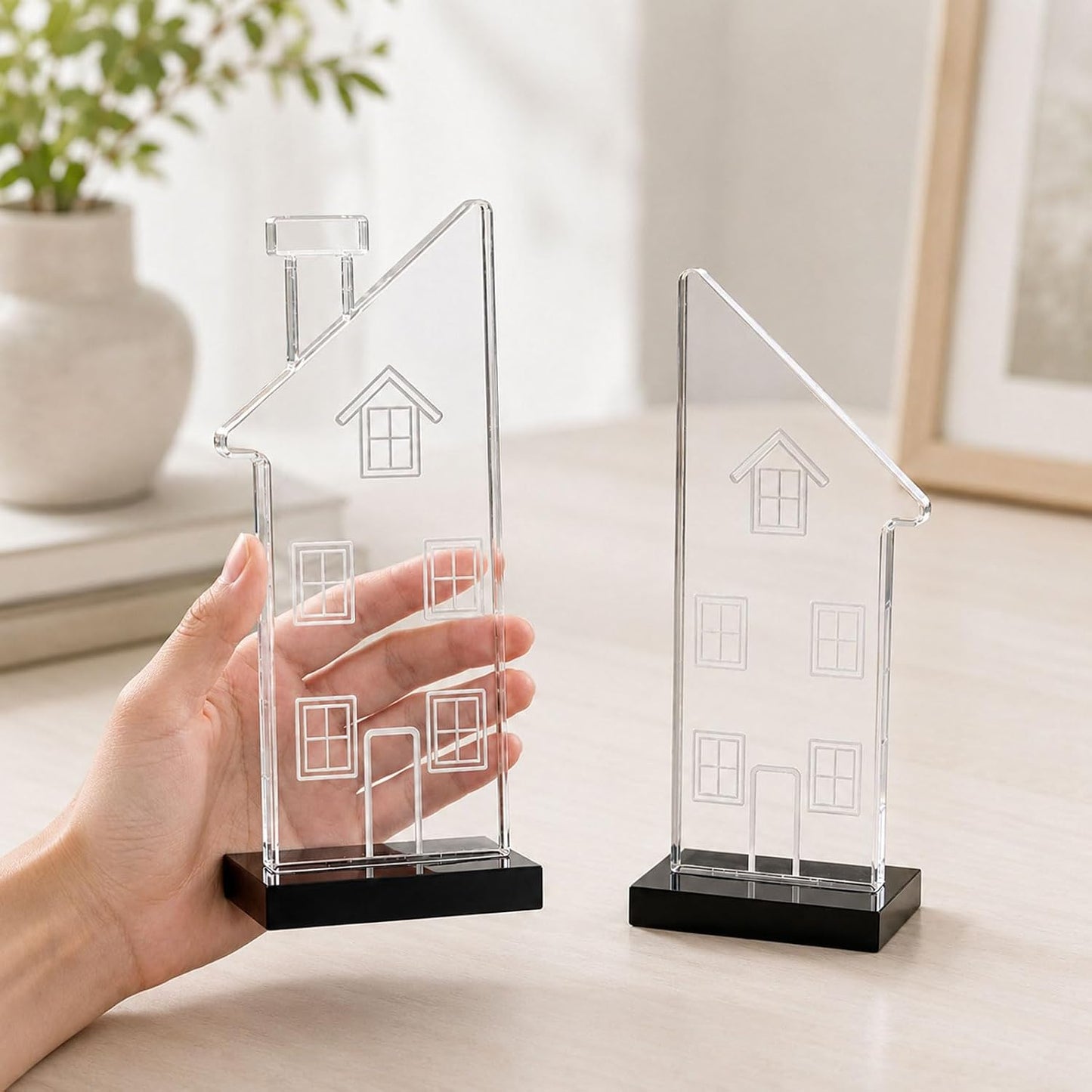 Decorative Glass Book Ends / Clear / Set of 2