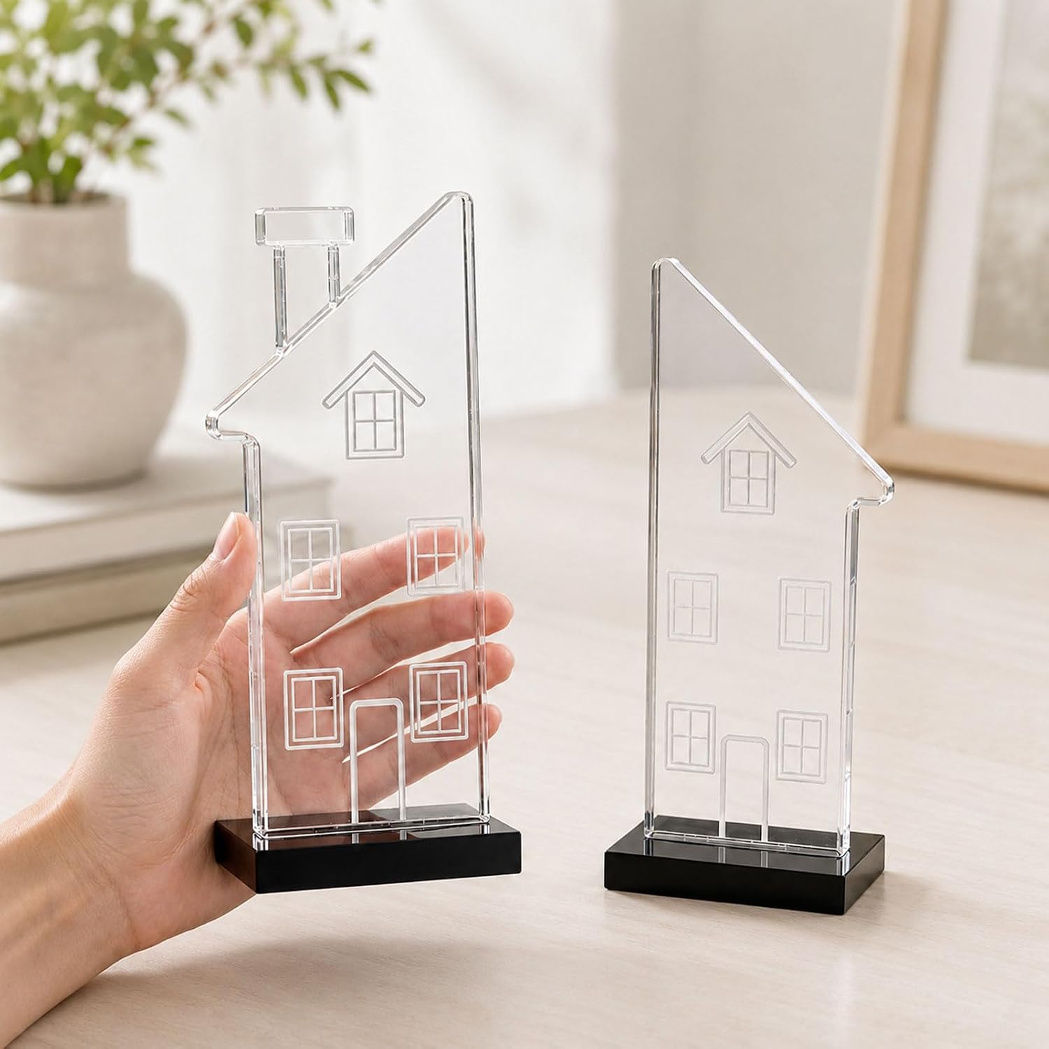 Decorative Glass Book Ends / Clear / Set of 2